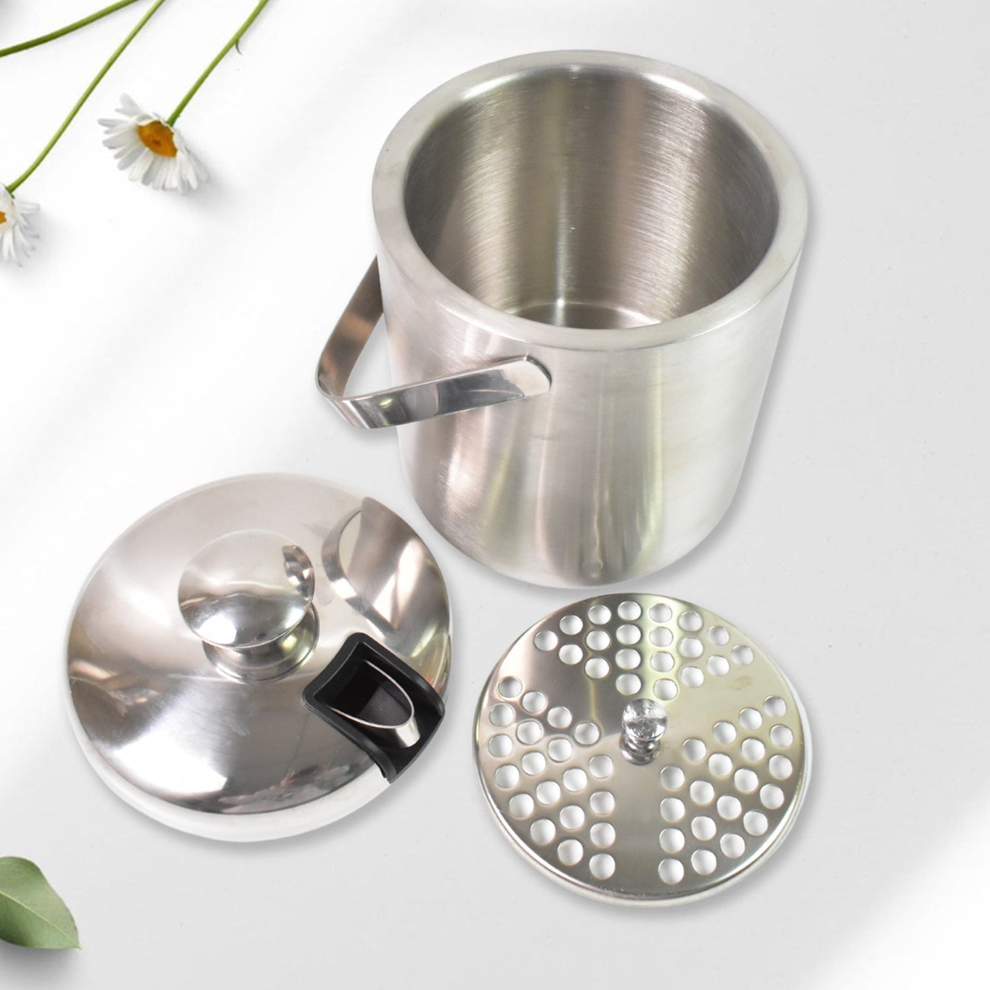 Stainless Steel Ice Bucket with Lid - 1.3 Liters - Happy Price - Image 1