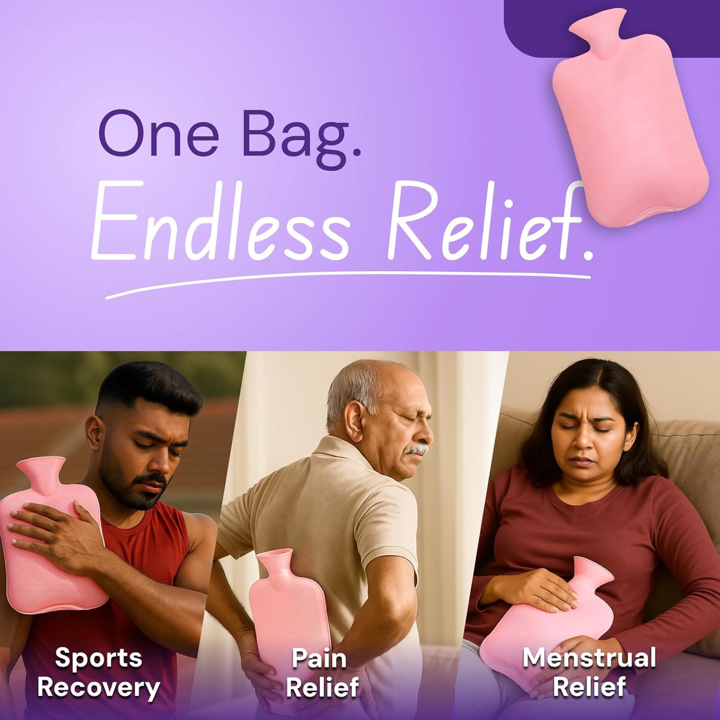 ComfortMax Rubber Hot Water Bag - 31x19 cm, 1 Pc for Pain Relief & Warmth - Happy Price - Image 7