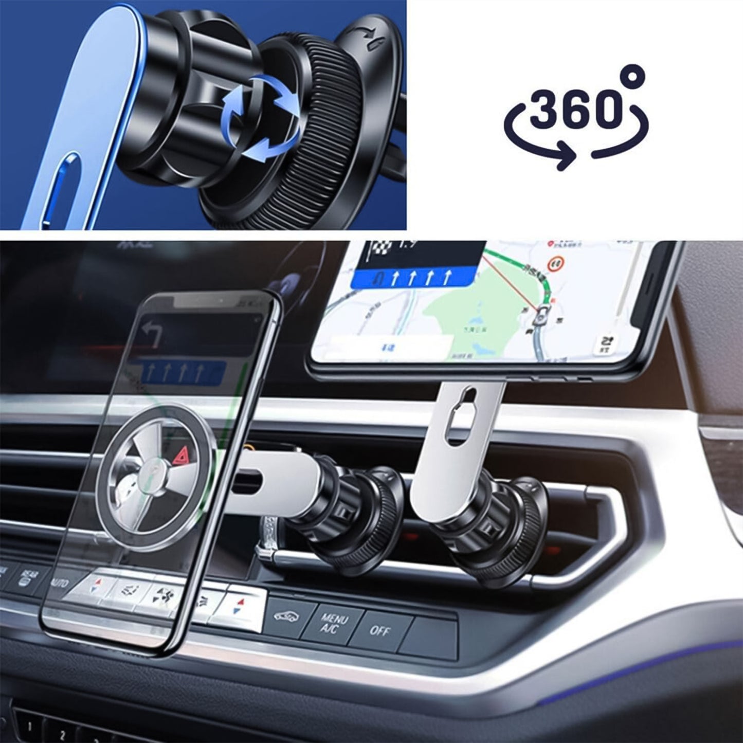 360 Rotatable  Foldable Air Vent Magnetic Phone Holder (1 Pc) - Happy Price - Image 4