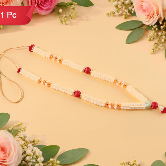 Decorative Pooja Gajra Garland (1 Pc) - Artificial Flowers & Beads for Mandir - Happy Price - Image 1