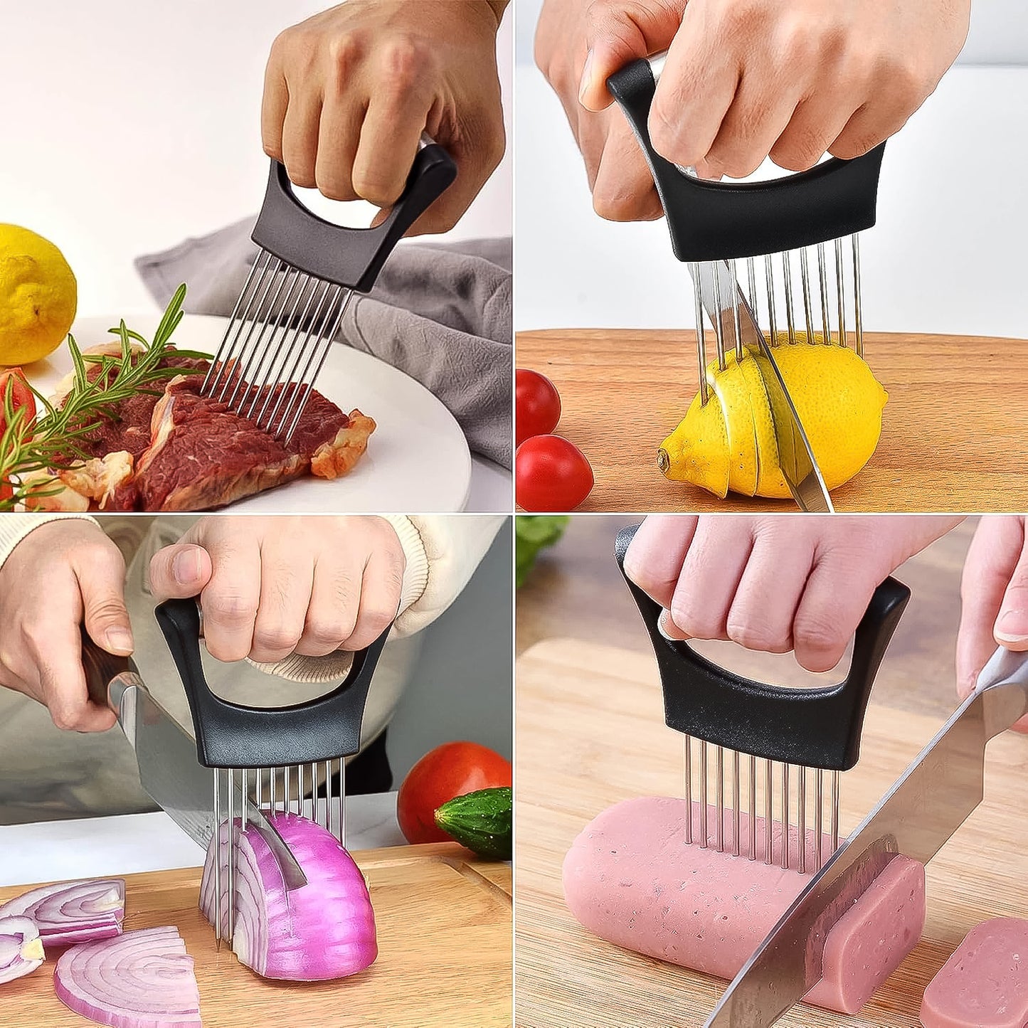 Stainless Steel Vegetable Slicer Holder - Onion Cutter with Grip Handle (1 Pc) - Happy Price - Image 4