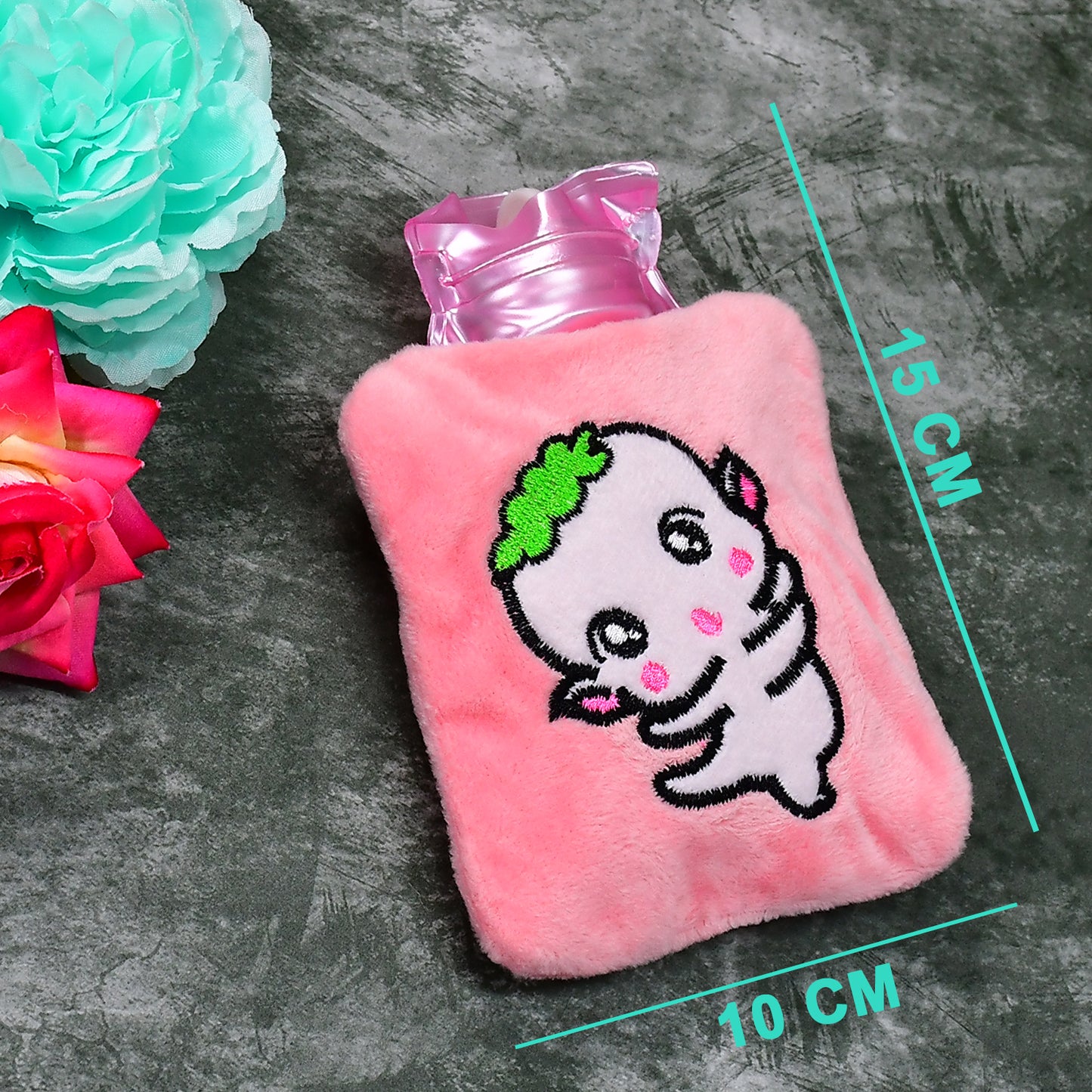 Pink Cartoon Hot Water Bag with Soft Cover for Pain Relief & Warmth - Happy Price - Image 3