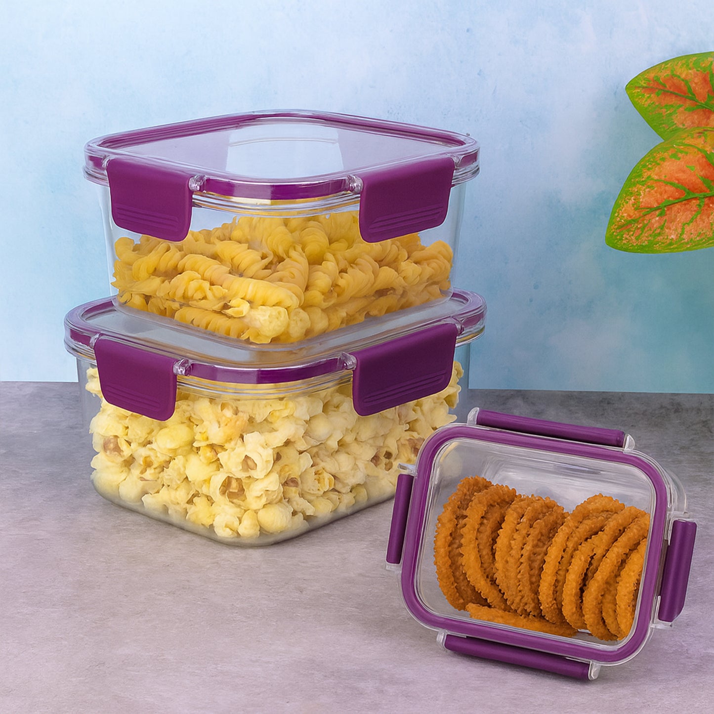 Airtight Square Food Container Set - 3 Piece BPA-Free Kitchen Storage - Happy Price - Image 4