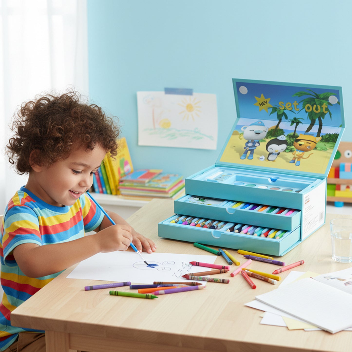 Kids Art and Drawing Kit Box (1 Pc) - Complete Coloring & Painting Set - Happy Price - Image 3