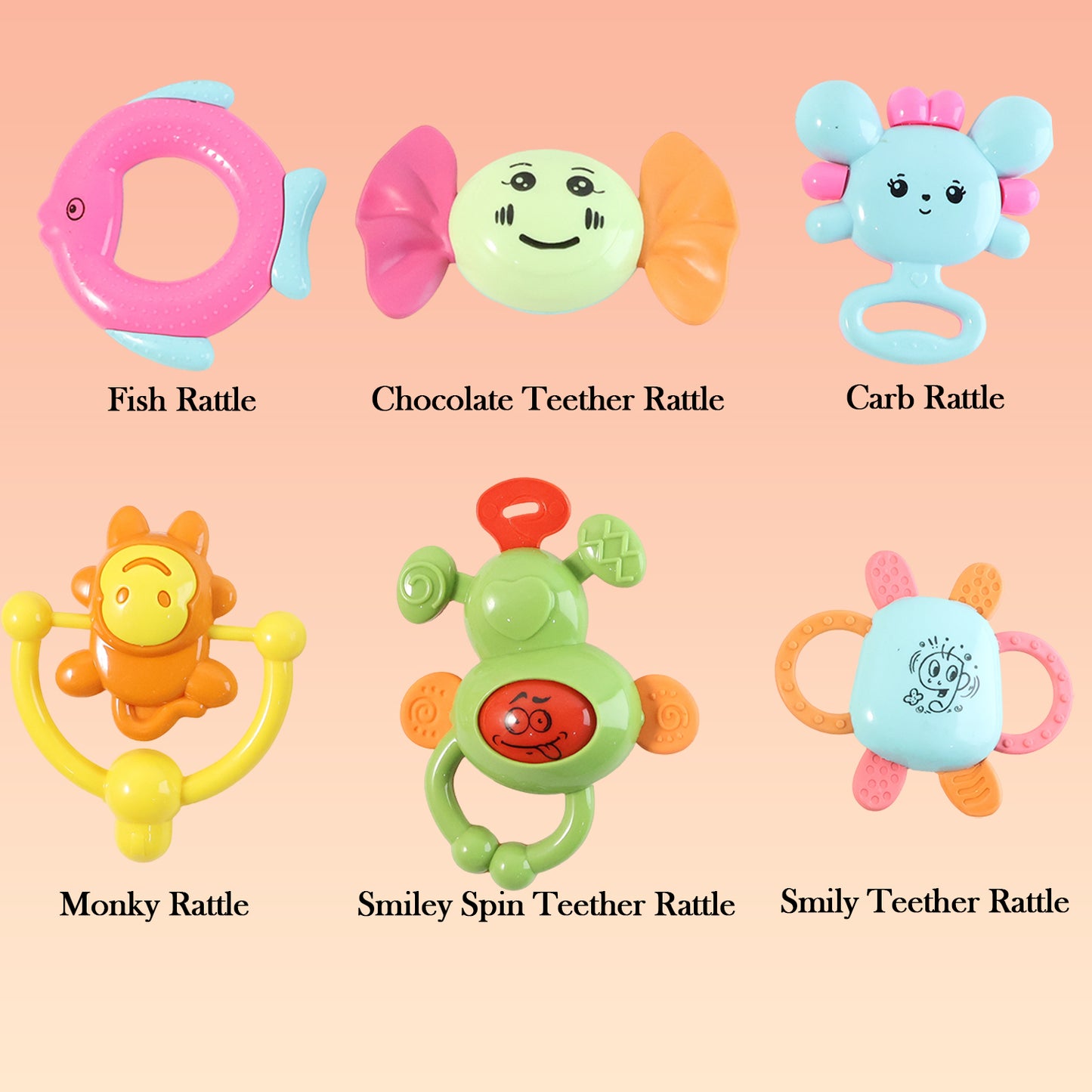 6-in-1 Baby Rattle Toy Set for Sensory Play & Early Learning - Happy Price - Image 4