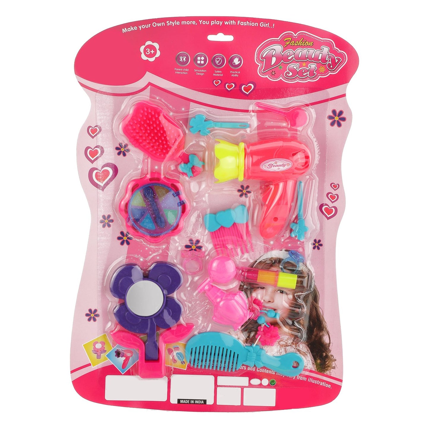 Girls Bring Along Beauty Suitcase Makeup Vanity Toy (Multicolour) - Happy Price - Image 3