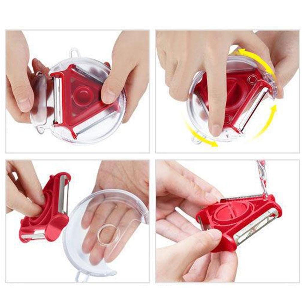 3-in-1 Rotary Vegetable Peeler, Slicer & Cutter - Stainless Steel Blades - Happy Price - Image 4