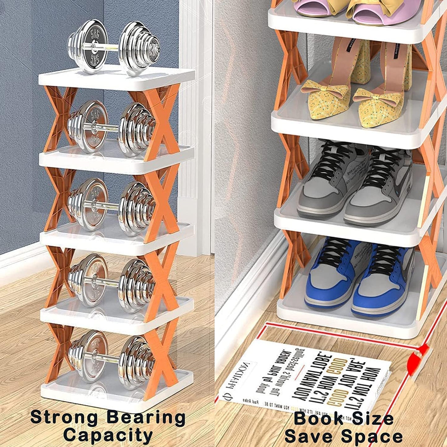 6 Layer Shoe Rack Design Lightweight Adjustable Plastic Foldable Shoe Cabinet Storage Portable Folding Space Saving Shoe Organizer Home And Office - Happy Price - Image 6
