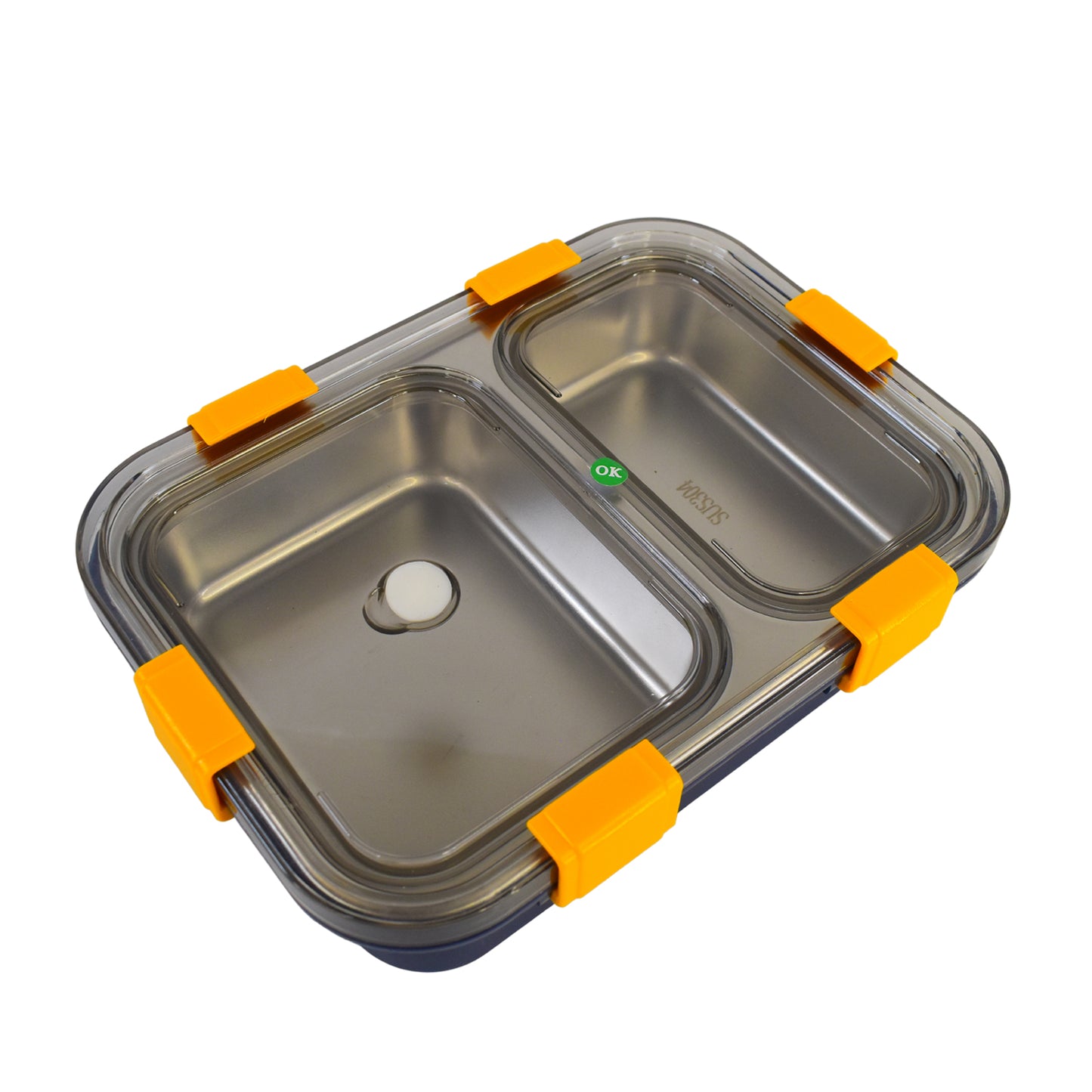 Stainless Steel Lunch Box 2 Section Lunch Box With Spoon - Happy Price - Image 4