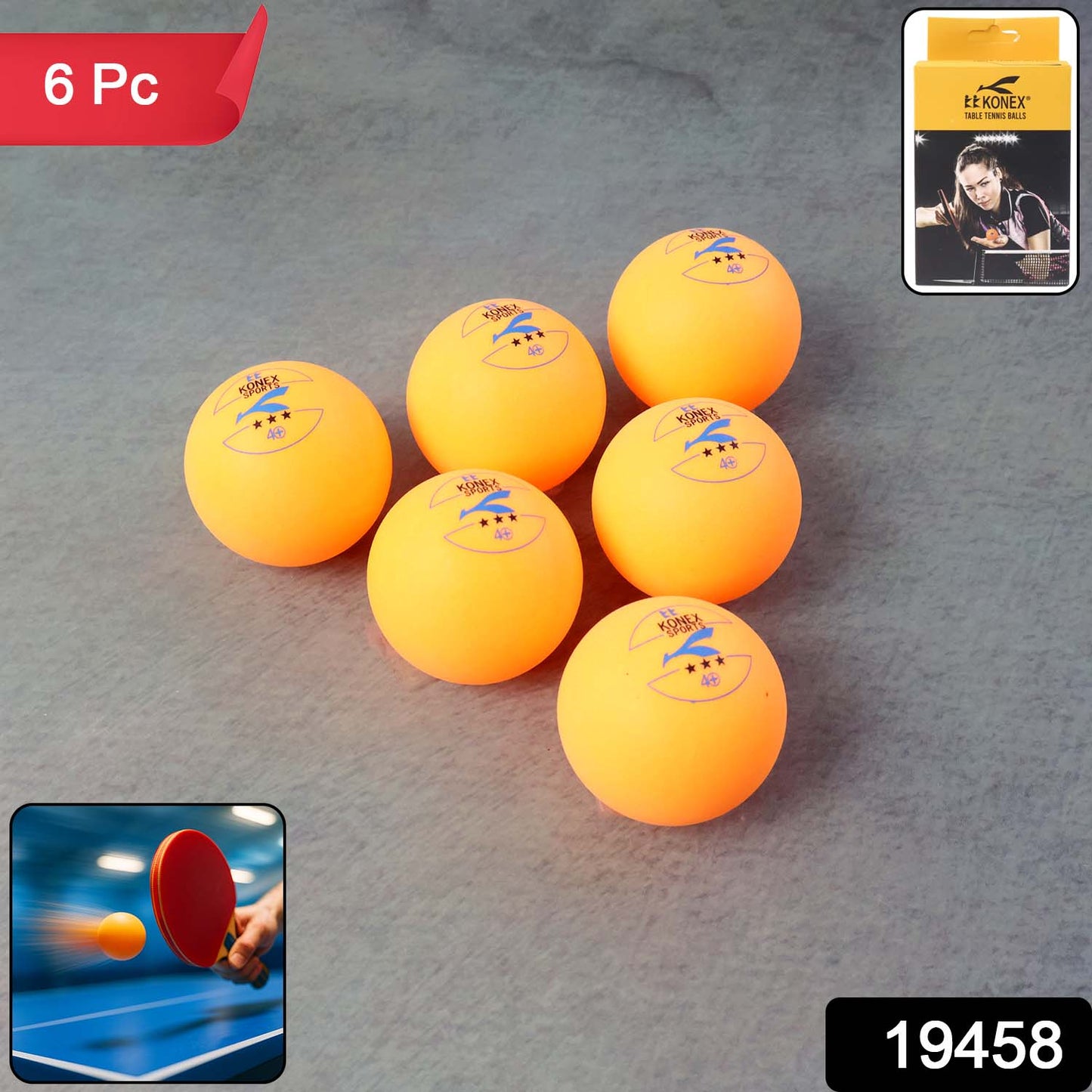 3-Star Table Tennis Balls (6 Pc) - 40mm Seamless ABS Plastic Ping Pong Balls - Happy Price - Image 1