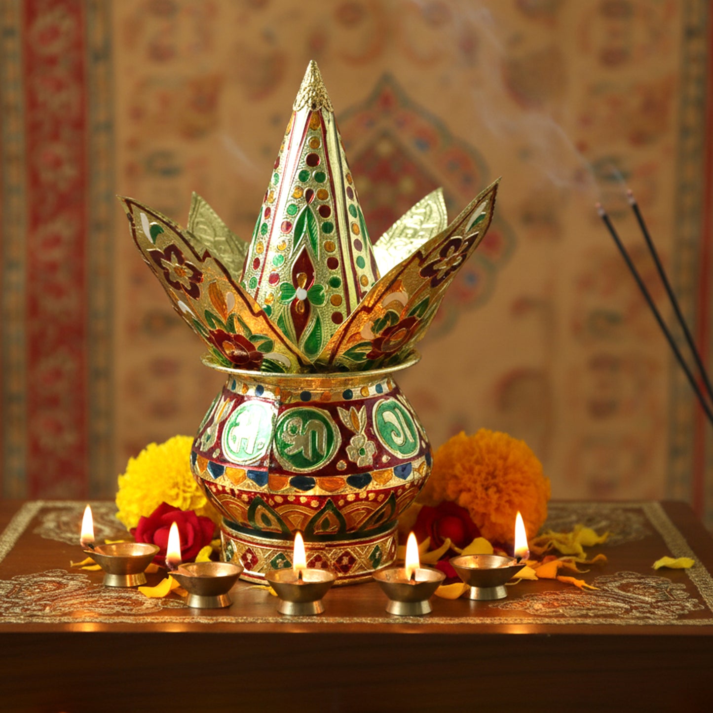 Decorative Pooja Kalash Set with Lotus Crown - 1 Set for Auspicious Occasions - Happy Price - Image 6