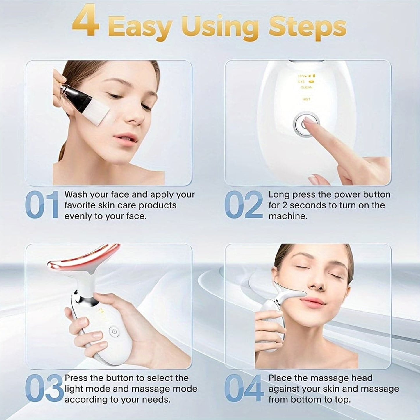 LED Photon Face Beauty Device with EMS - Wrinkle Remover & Skin Tightening (1 Pc) - Happy Price - Image 4