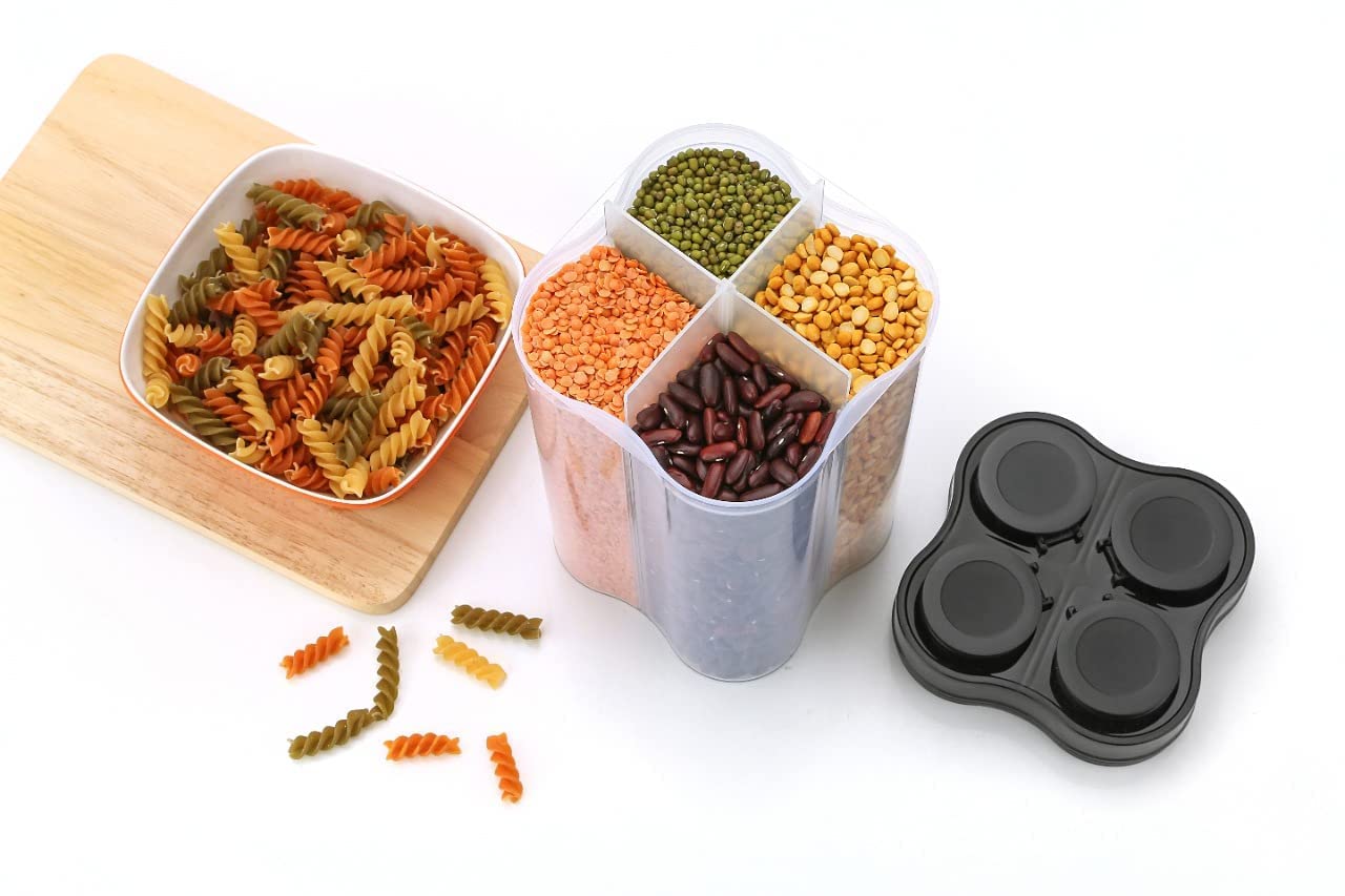 Plastic Lock Food Storage 4 Section Container Jar For Grocery Fridge Container. - Happy Price - Image 3