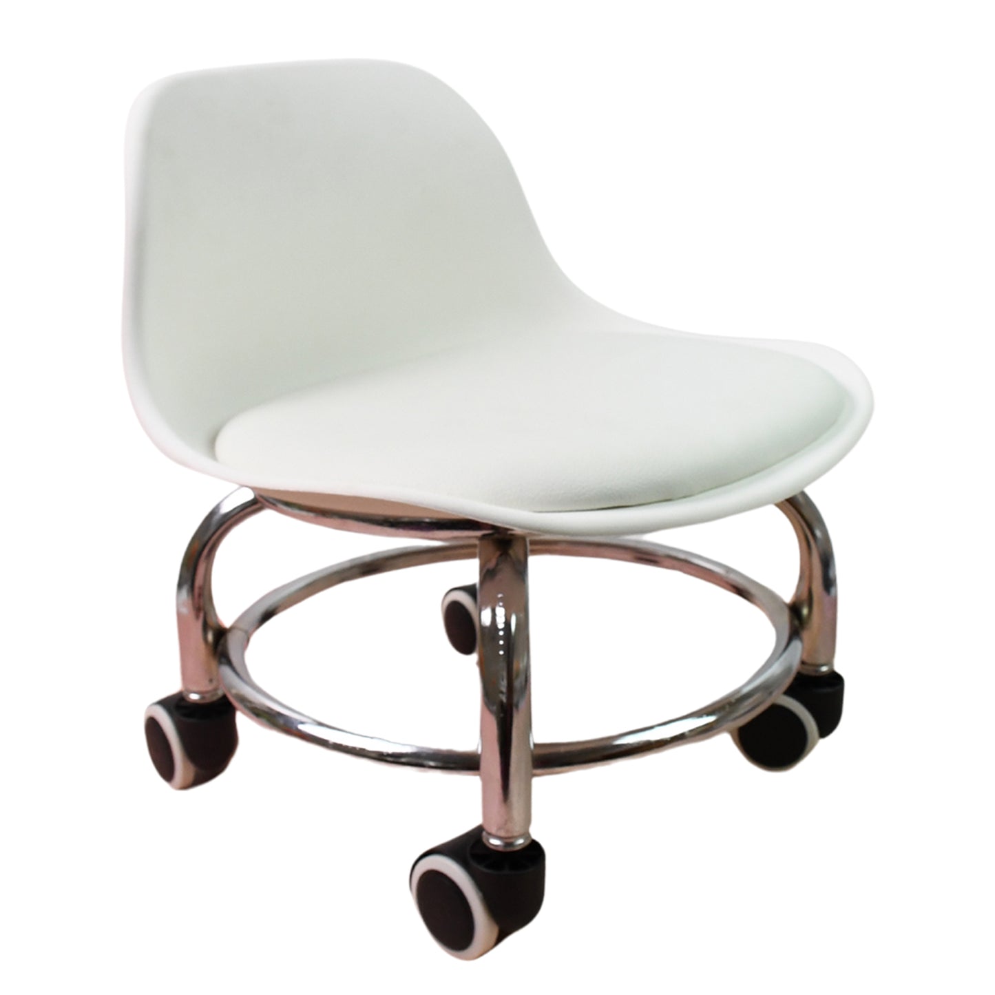 Low Rolling Stool with Wheels - PU Leather Seat, 360 Swivel, Multi-color (1 Pc) - Happy Price - Image 5