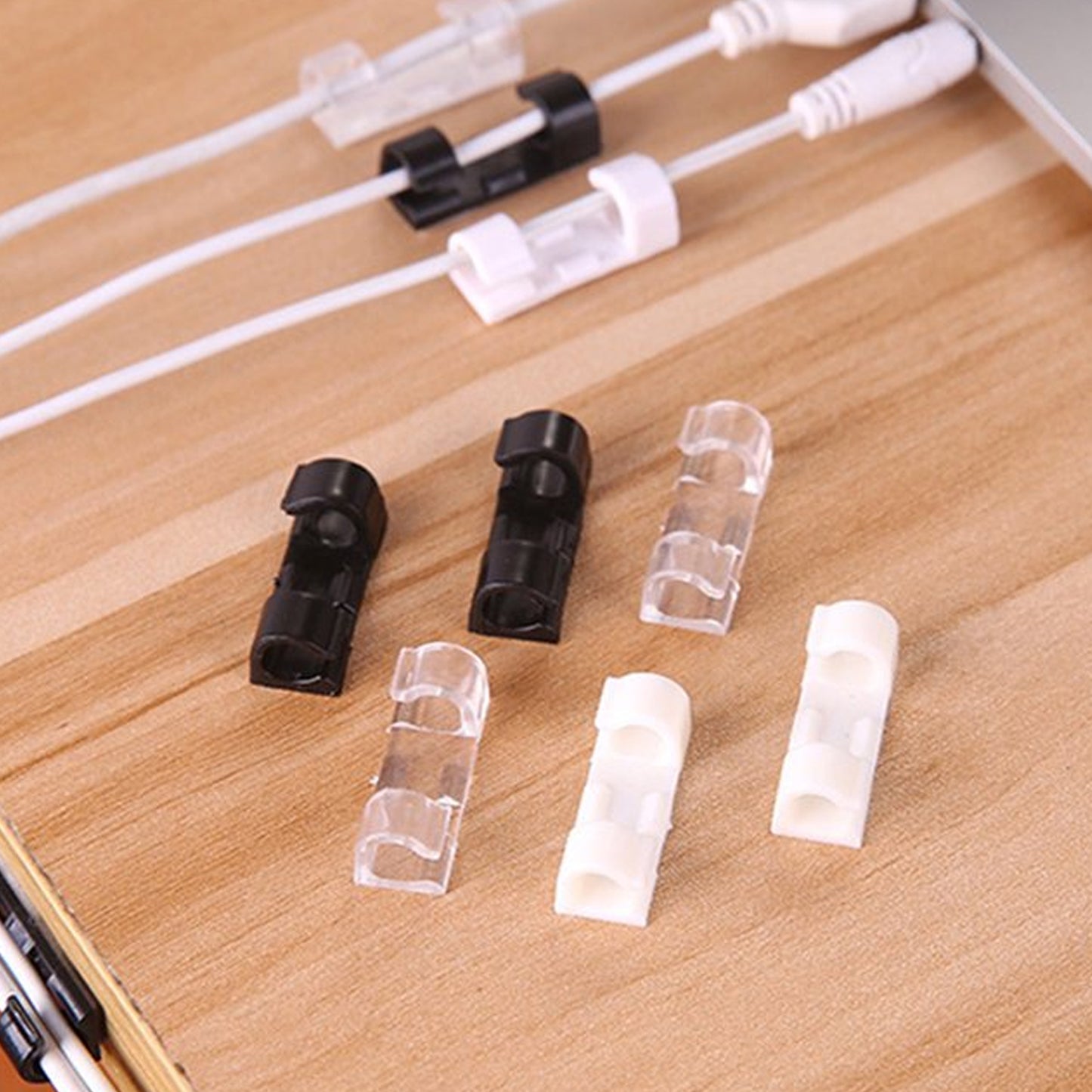 Plastic Clips Stronger Adhesive Tape  Cable Manager  Wire Manager  Wire Clamp  Wire Clips For Cable Cable Organizer Cord Holder  Cord Clips For Car Office And Home (20 Pcs Set) - Happy Price - Image 6