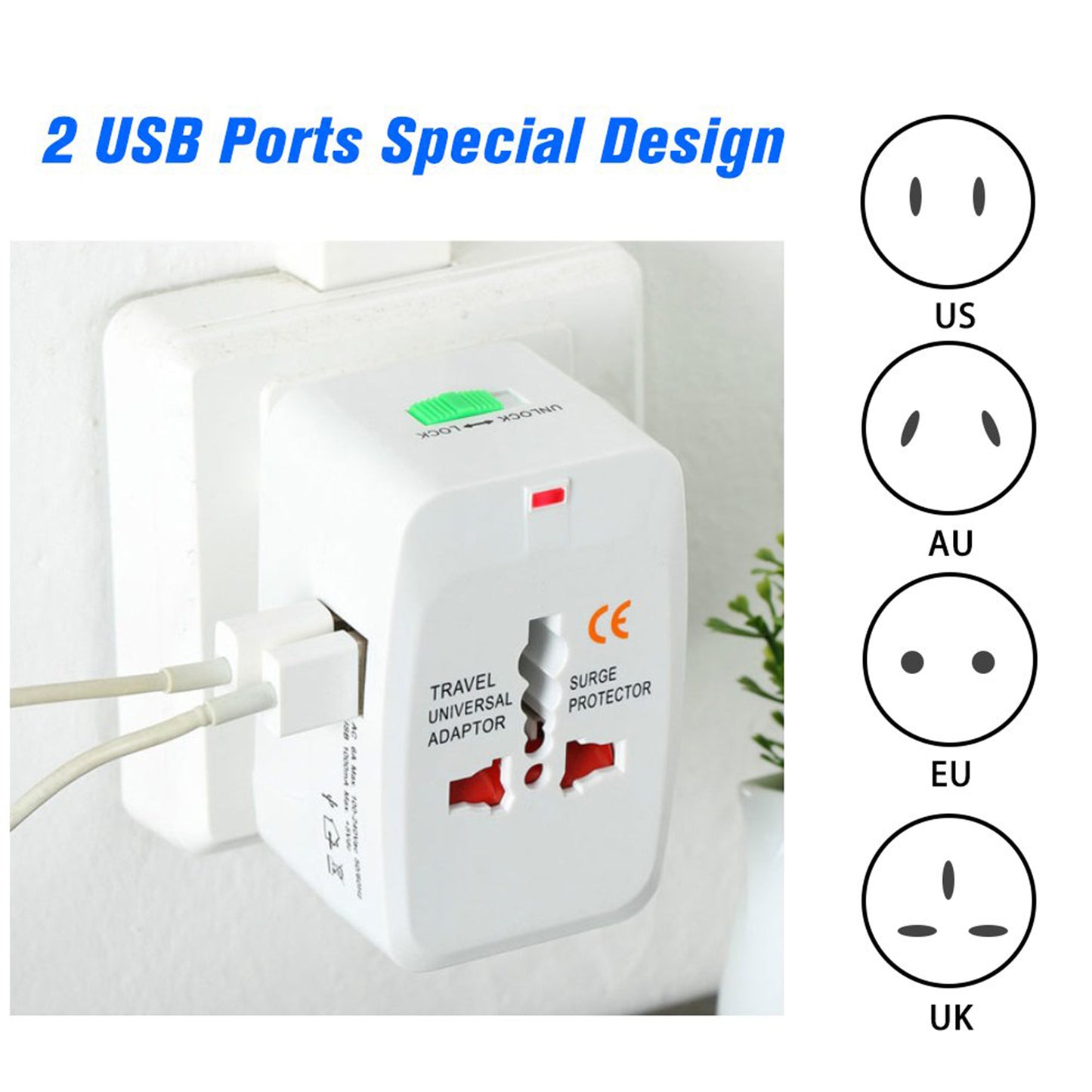All-in-one Universal Worldwide Travelling Ac Adaptor Plug (Au  Uk  Us  Eu) International Power Charger Electric Usb Power Plug Socket Adapter Converter (1 Pc) - Happy Price - Image 5