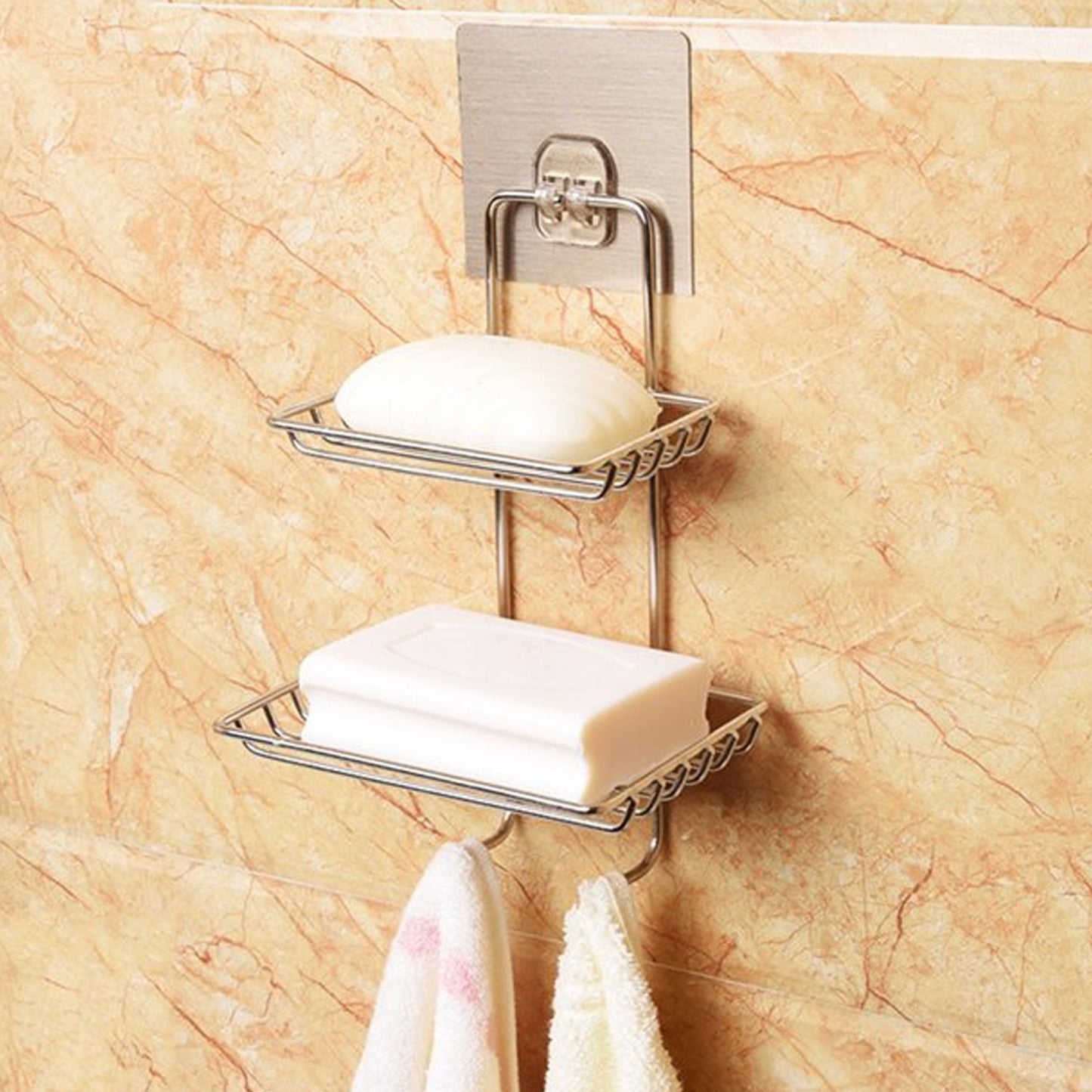Kitchen Bathroom Soaps Storage Rack With 2 Hook For Home - Happy Price - Image 3