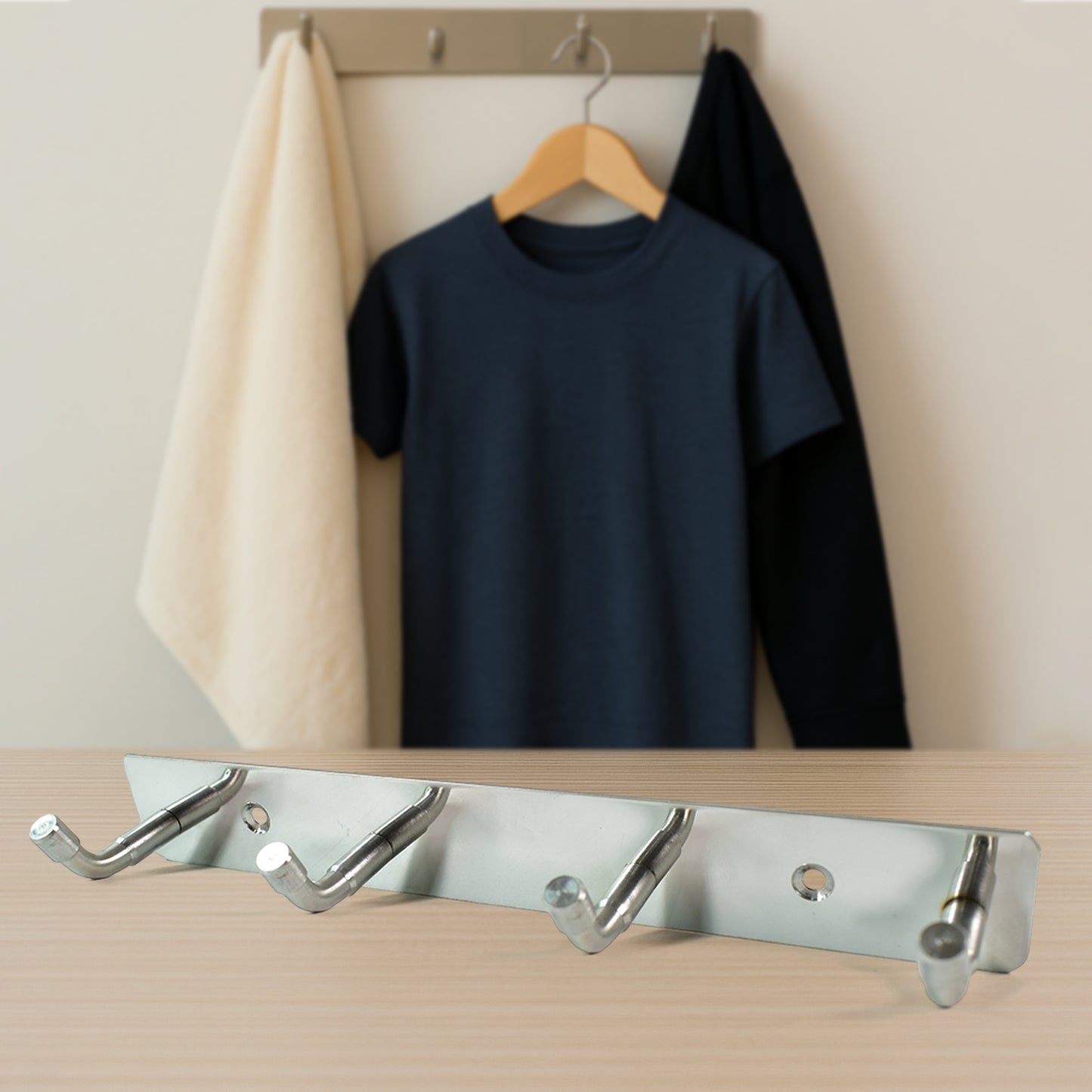 Stainless Steel Wall Mounted Coat 4 Hook Rack (20x3  1 Pc) - Happy Price - Image 3