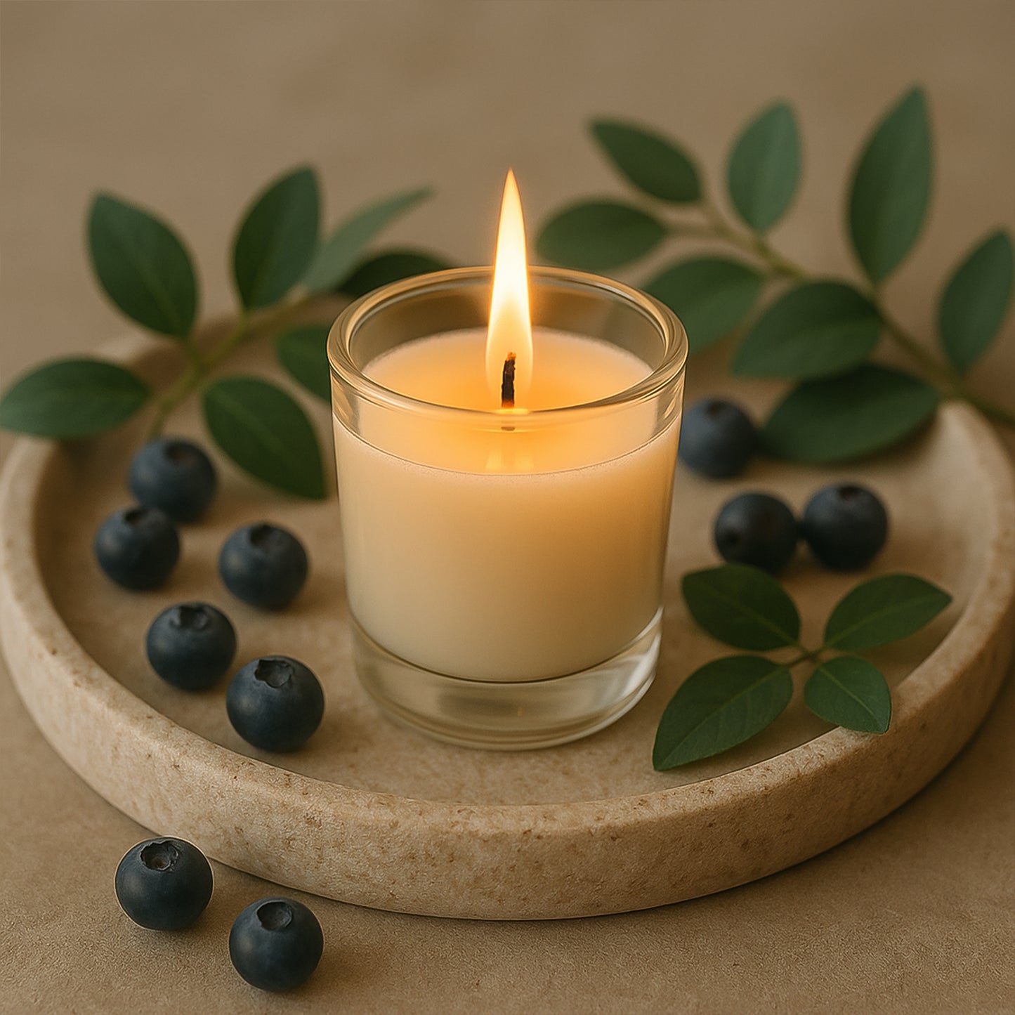 Inlief Blueberry Soy-Blend Votive Candle, 50 Gm (1 Pc) in Clear Glass Jar - Happy Price - Image 5