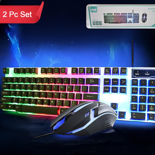 104 Key Colorful Lighting Keyboard Mouse Set (2 Pc Set) - Happy Price - Image 1