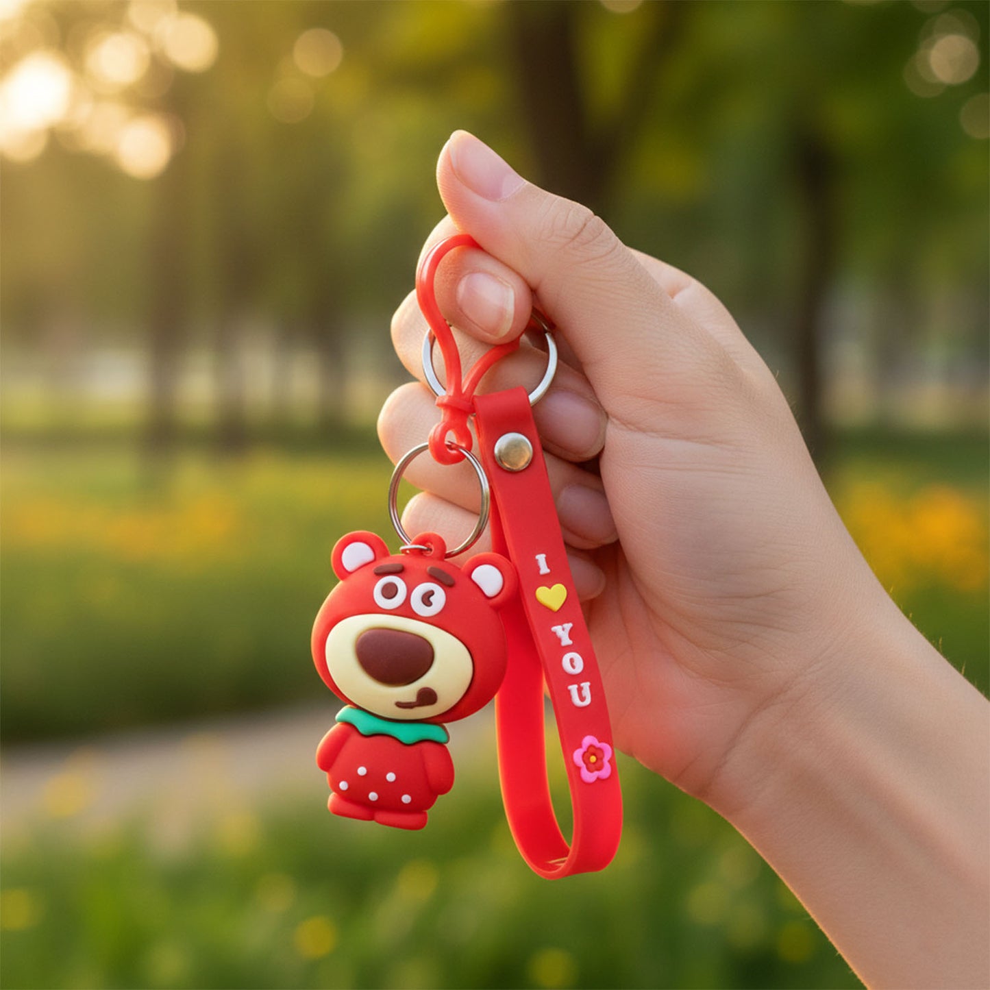 Cute Cartoon Bear Keychain with Decorative Strap - 1 Pc - Happy Price - Image 6