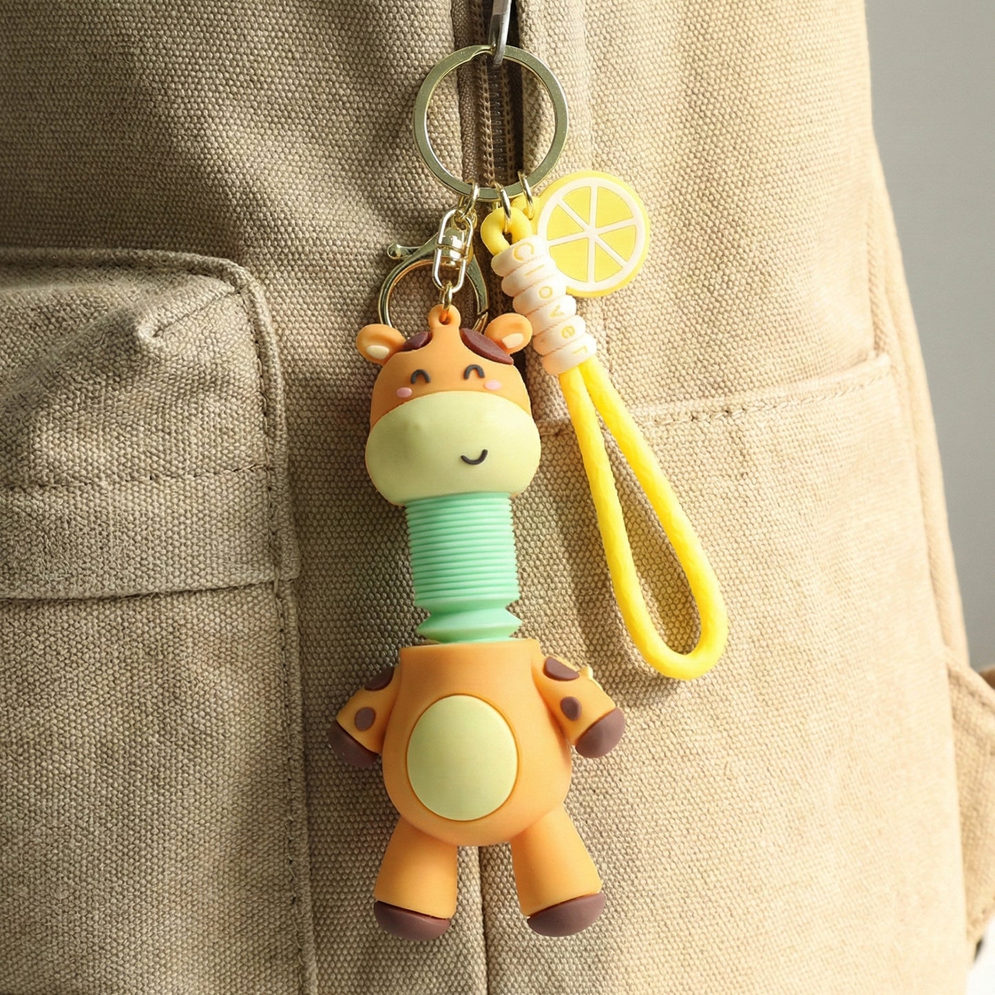 Cute Giraffe Spring Neck Keychain with Wrist Strap (1 Pc) - Happy Price - Image 3