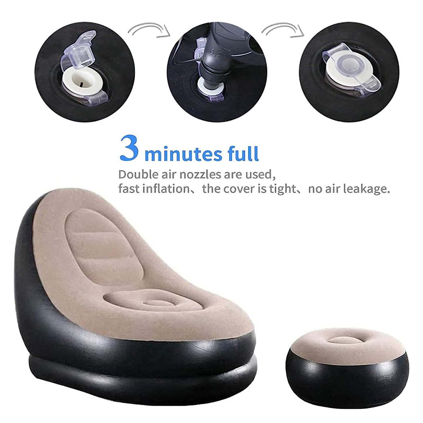 Inflatable Lounge Chair with Ottoman - Portable Air Sofa for Indoor & Outdoor Use - Happy Price - Image 4