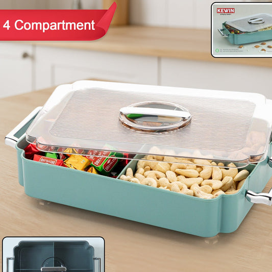 4 Section Plastic Organizer Box with Lid - 1 Pc - Happy Price - Image 1