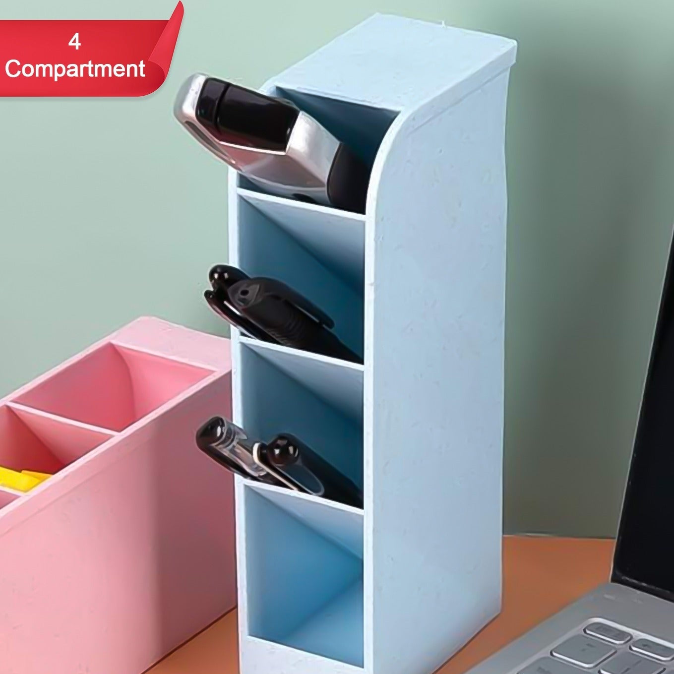 Multipurpose 4 Compartment Pen Holder Office Desktop (1 Pc) - Happy Price - Image 1