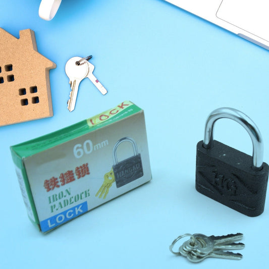 Iron Padlockbrass Core And Thickened Spray Black Iron Door Lock For Home Dormitory Waterproof Antirust Anti-theft Padlocks Outdoor Gate Shed Locks Warehouse Big Iron Door Drawer Lock (75mm60mm32mm) - Happy Price - Image 1