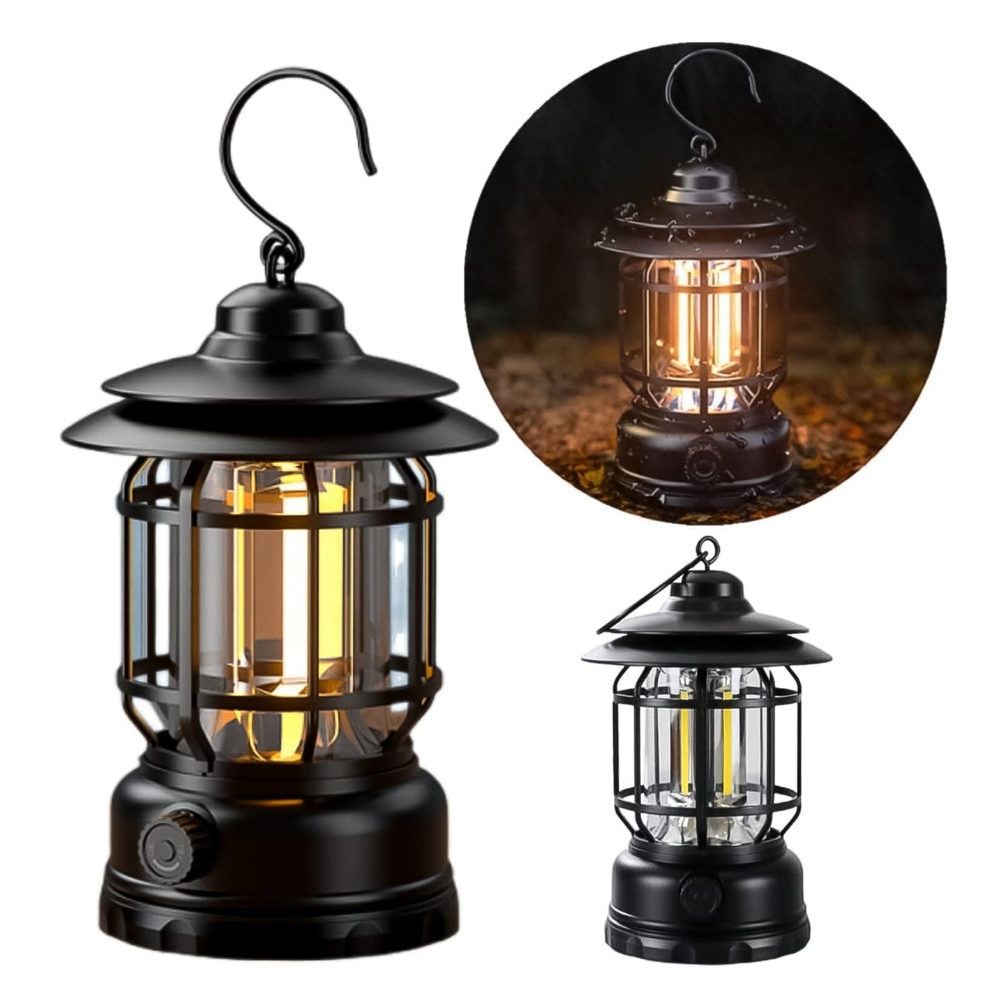 Retro LED Camping Lantern, Type-C Rechargeable - Happy Price - Image 1