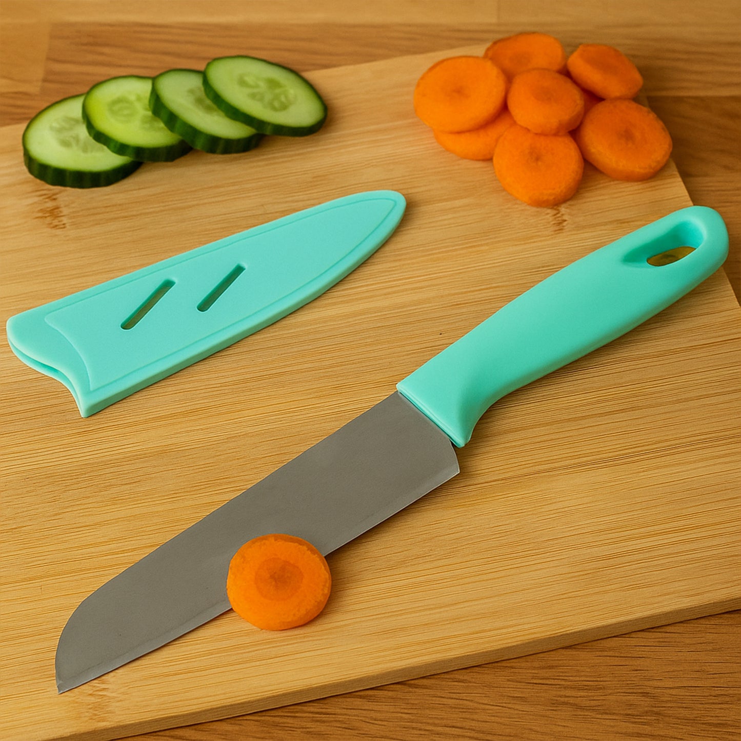 Sharp Stainless Steel Kitchen Knife with Soft Grip Handle & Cover (1 Pc) - Happy Price - Image 5