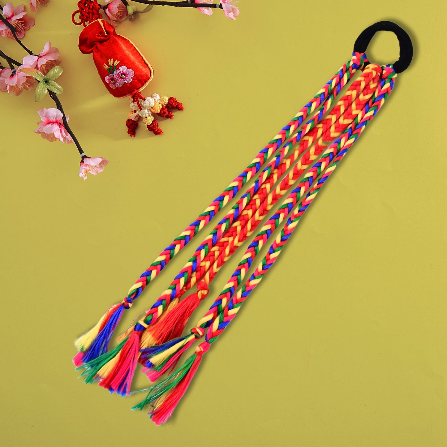 Multicolor Braided Hair Extension with Tassels - 1 Pc - Happy Price - Image 5