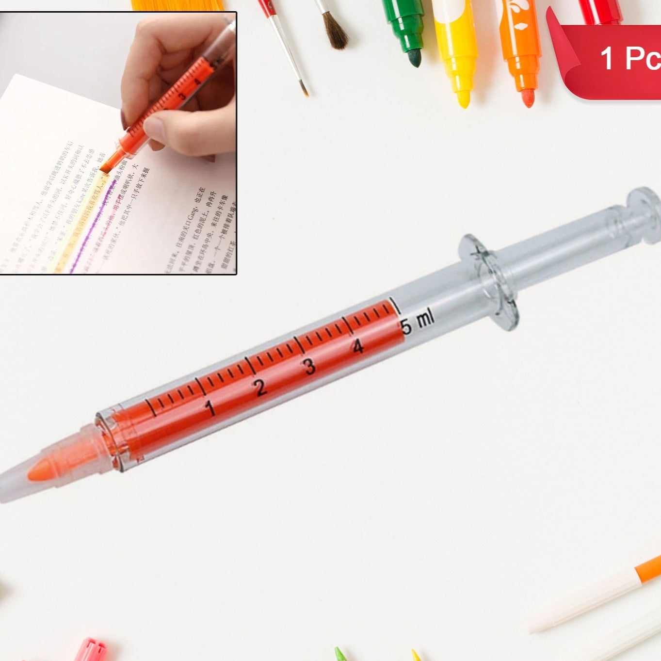 Creative Highlighter Pens Fluorescent Marker For Kids Watercolor Highlighter Marker Pen Perfect For Bible Study Classroom And Office For Children And Students (1 Pc) - Happy Price - Image 1