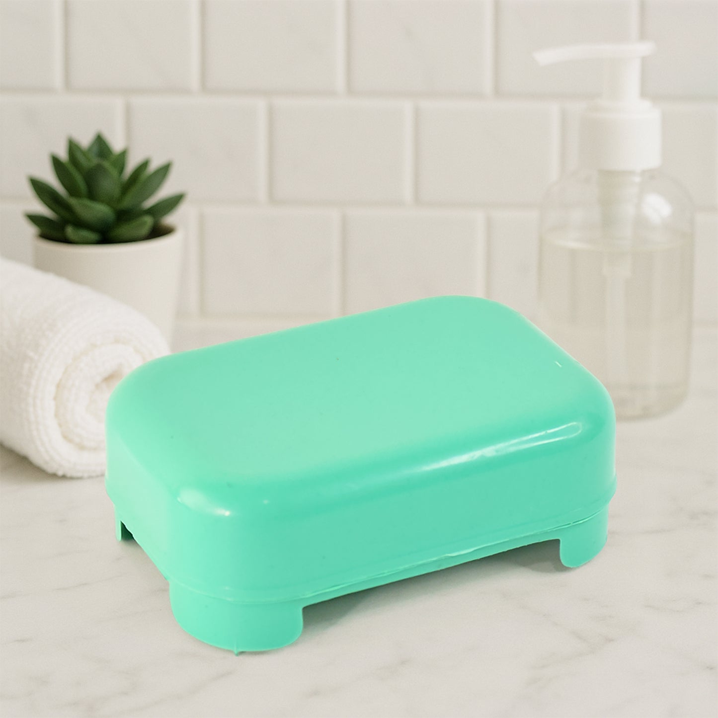 Premium Quality Rectangular Aqua Green Plastic Soap Case (1 Pc) - Happy Price - Image 4