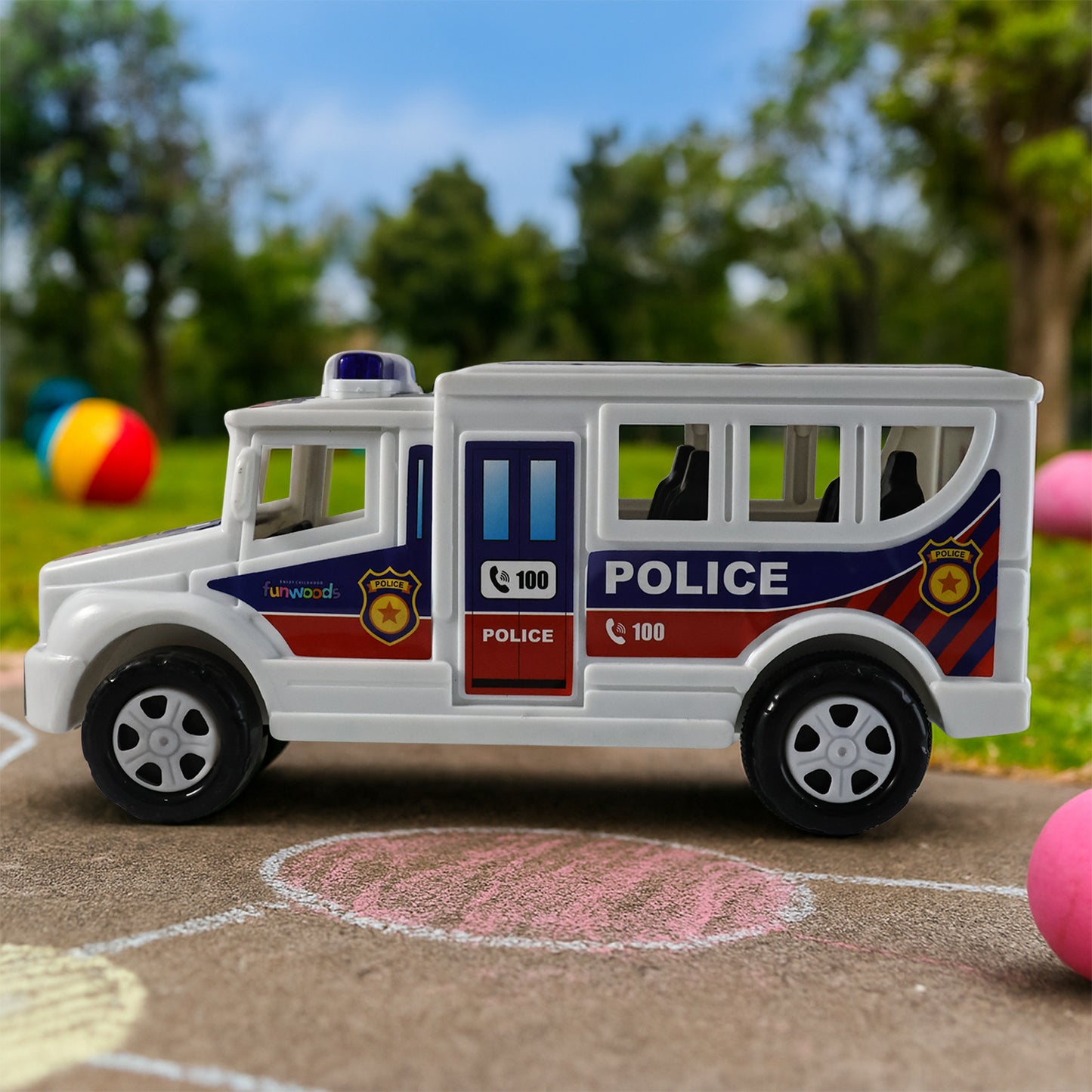 Friction Powered Police Van Toy for Kids - Push and Go Vehicle (1 Pc) - Happy Price - Image 3