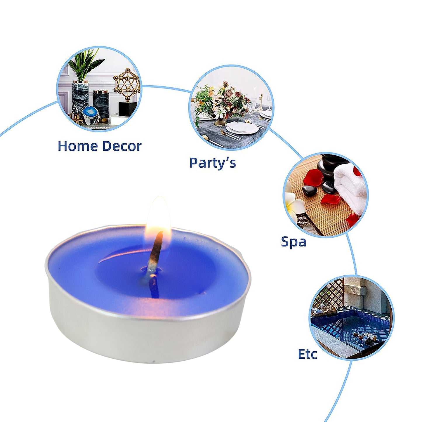 Blue Scented Tea Light Candles - Pack of 25 for Home Decor & Ambiance - Happy Price - Image 6