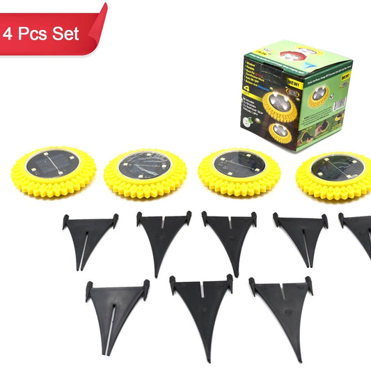 4 Pack Solar Pathway Lights - Waterproof LED Garden Disk Lights for Outdoor Yard & Lawn - Happy Price - Image 1