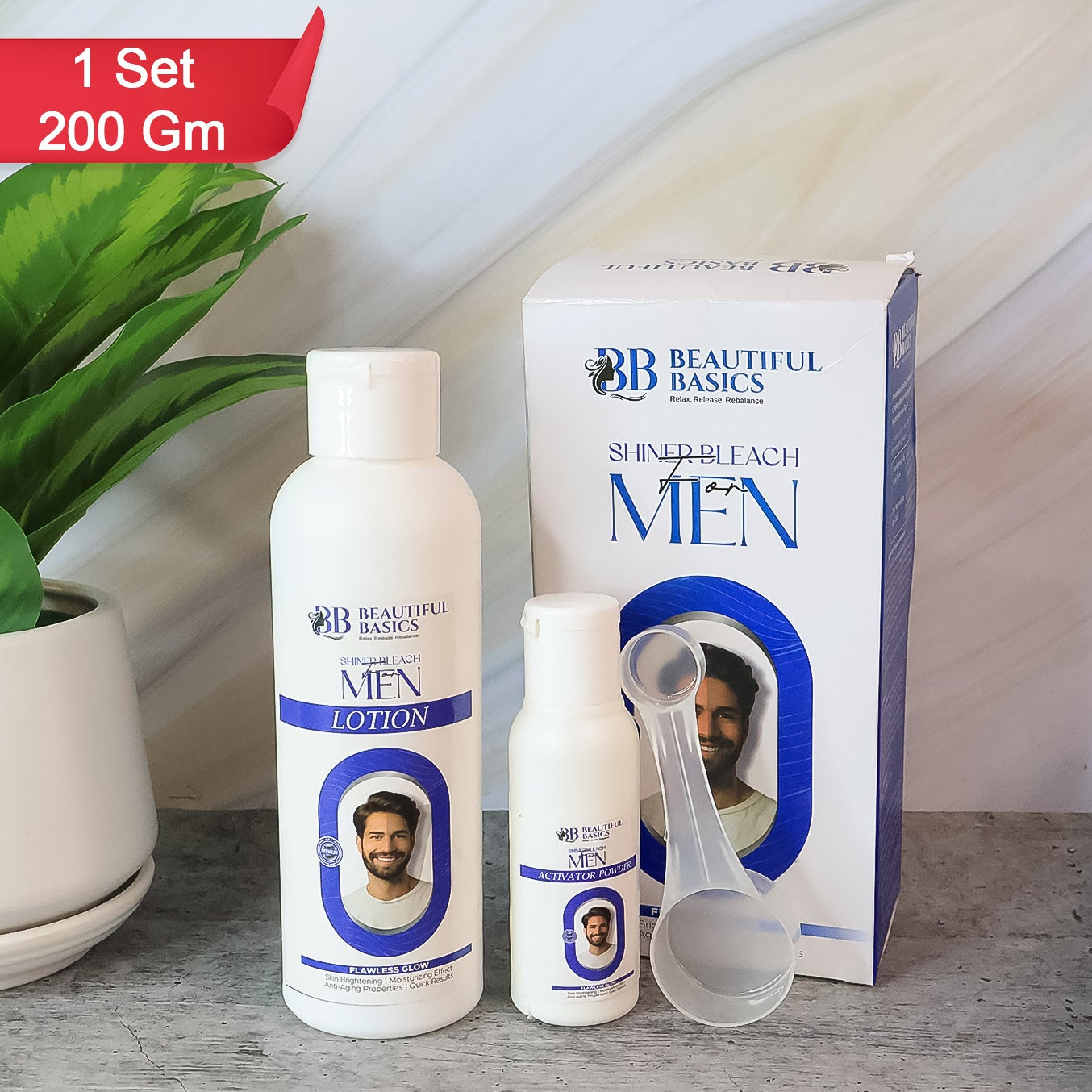 Beautiful Basics Shined Men's Skin Brightening Bleach Set - 200 Gm - Happy Price - Image 1