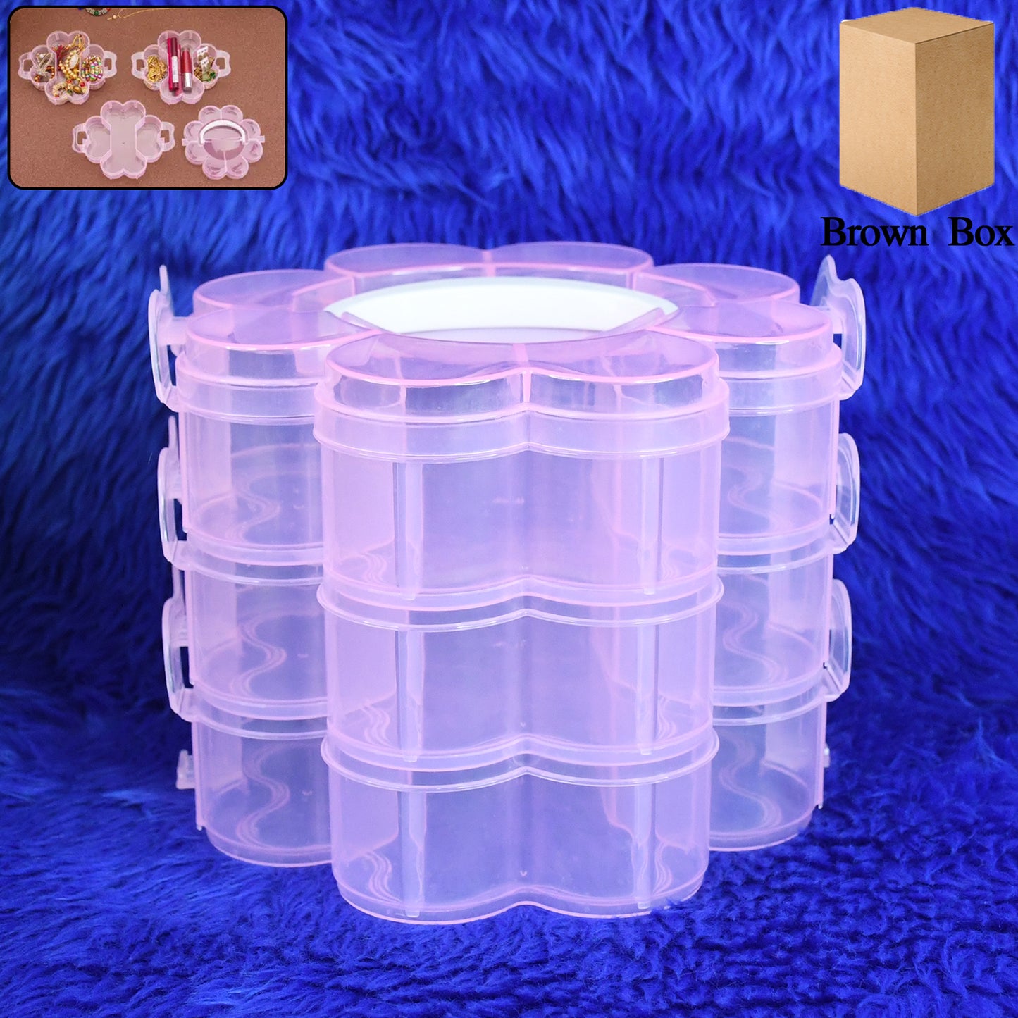 3-layer Transparent Plastic Flower-shaped Storage Box With 9 Grids - Happy Price - Image 2
