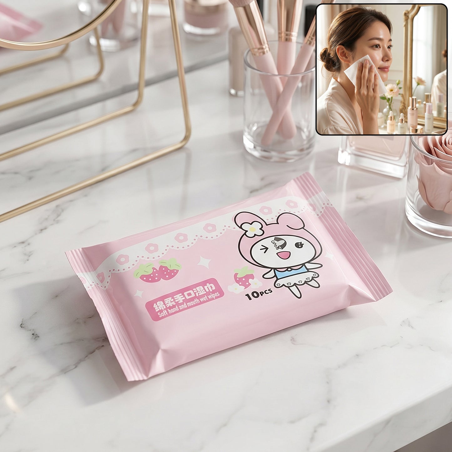 Cartoon Print Soft Wet Wipes - 10 Pieces Per Pack - Happy Price - Image 2