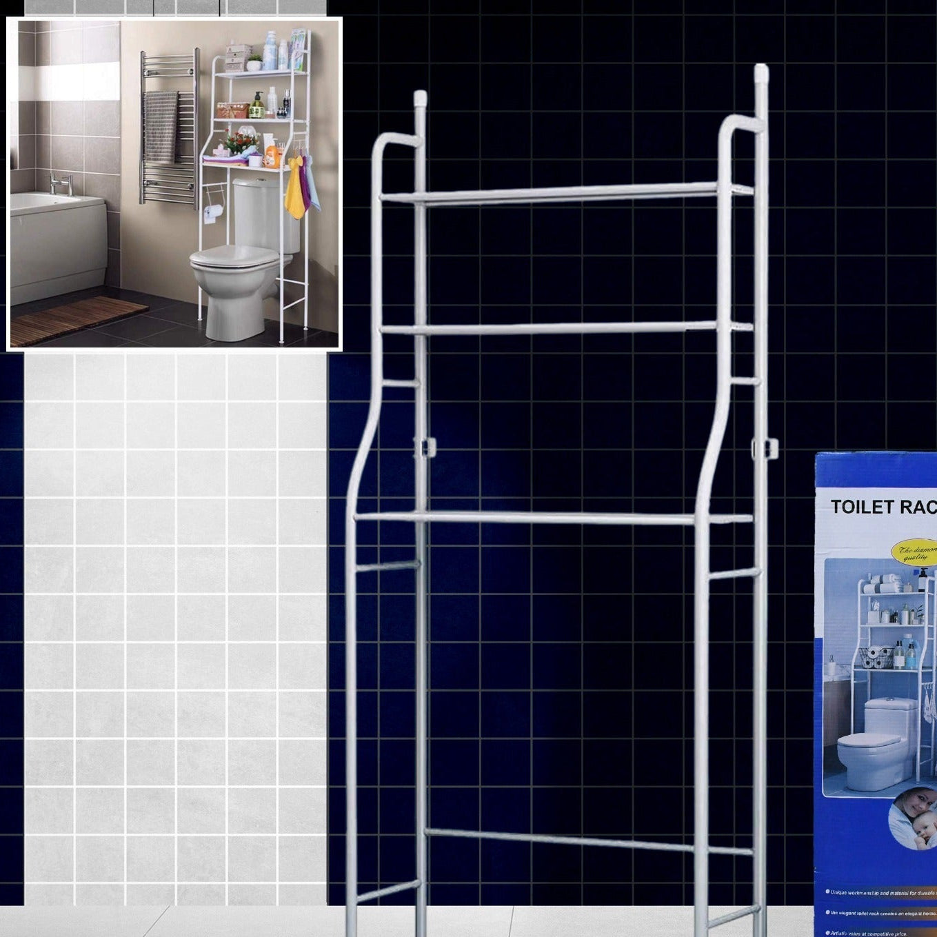 Multi-Layer Floor Stand Storage Rack for Bathroom & Laundry Room - Happy Price - Image 1