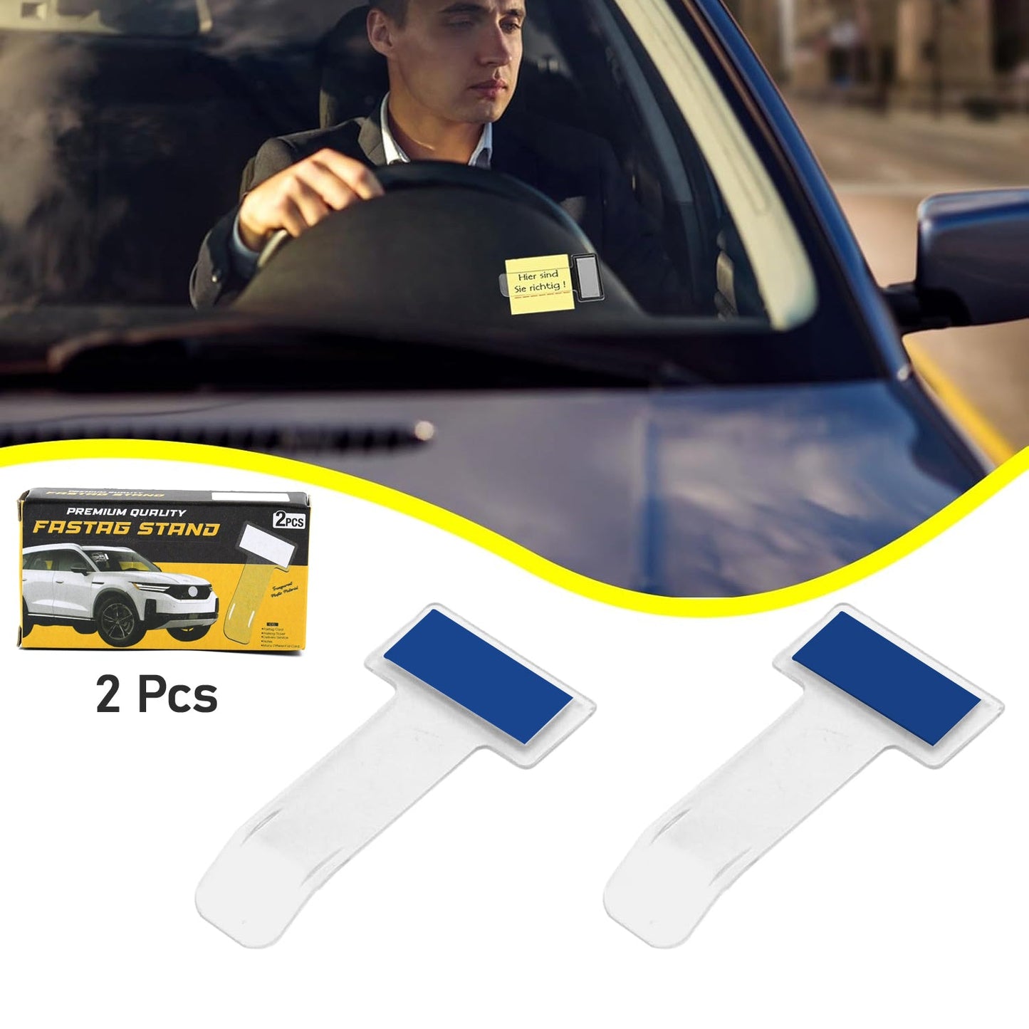 Windscreen Cardholder Fastag Stand Transparent Ticket Holder Car (2 Pc Set) - Happy Price - Image 2