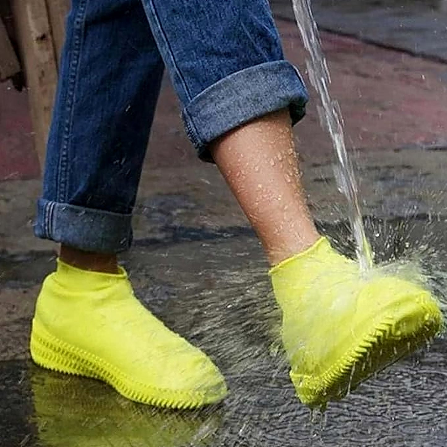 XL Yellow Reusable Silicone Shoe Covers - Waterproof & Anti-Slip (1 Pair) - Happy Price - Image 3