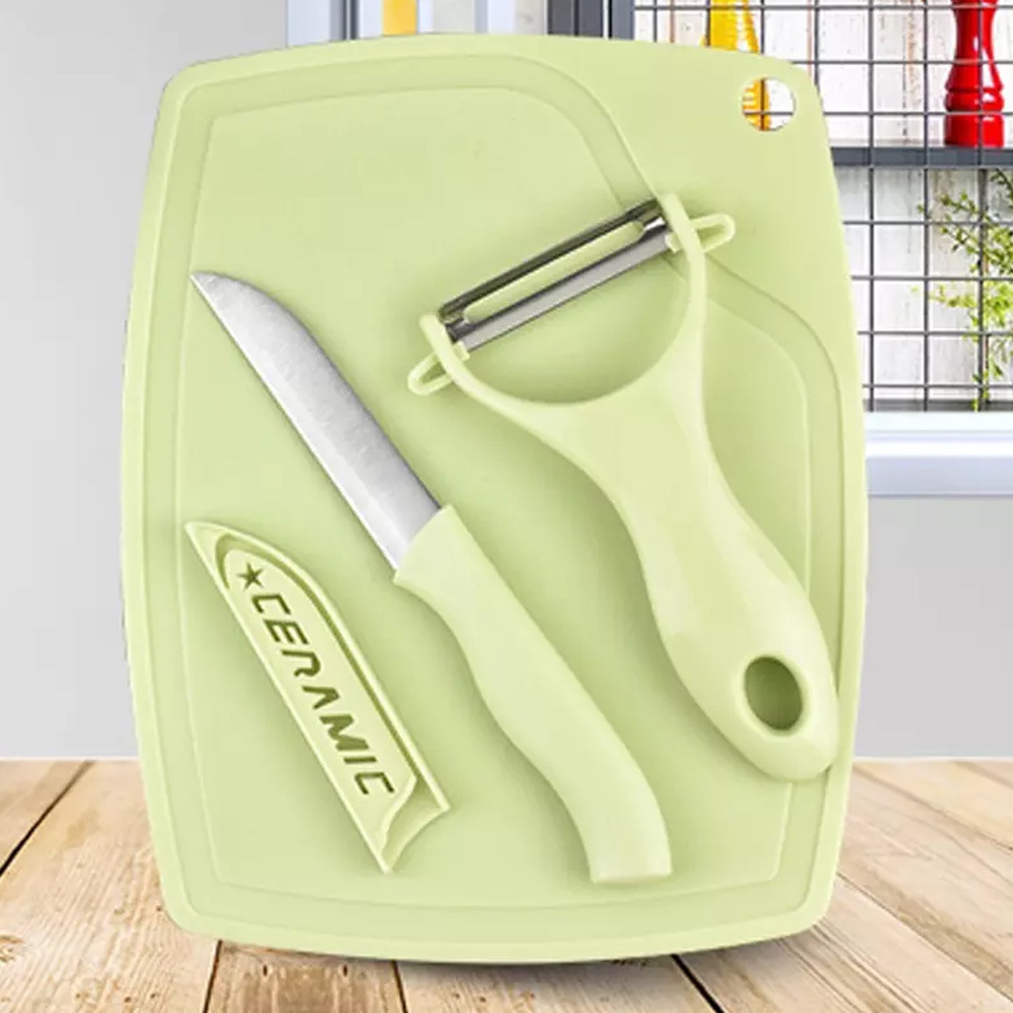 Plastic Kitchen Peeler - Green  Classic Stainless Steel 3-piece Knife Set Combo - Happy Price - Image 7