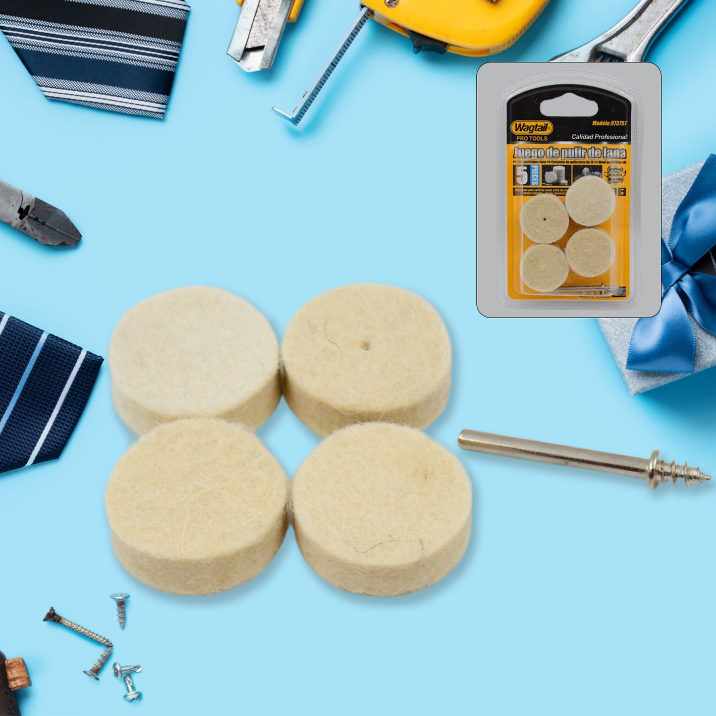 Rotary Tool Accessory Wool Felt Polishing Pad Felt (5 Pcs Set) - Happy Price - Image 2