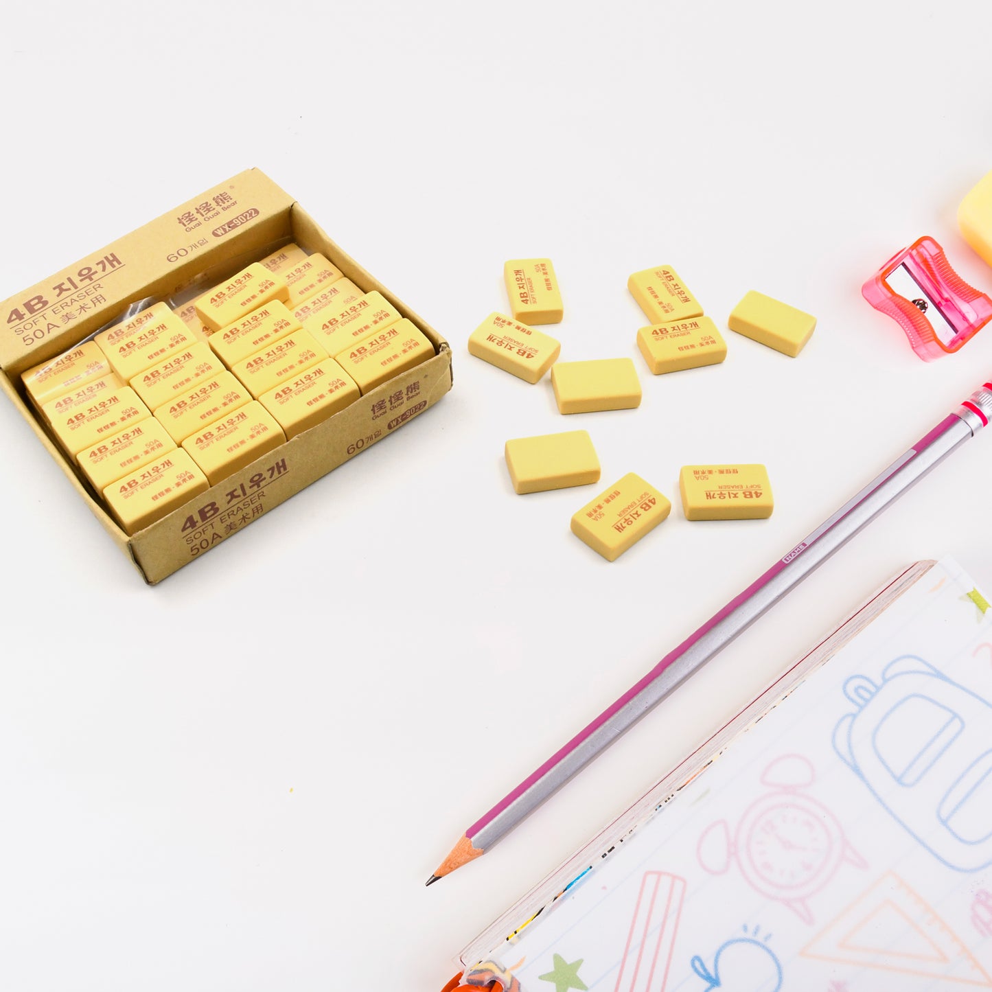 Pencil Eraser Professional 4b Drawing Eraser Art Soft Eraser For School Office (60 Pc Pack) - Happy Price - Image 5