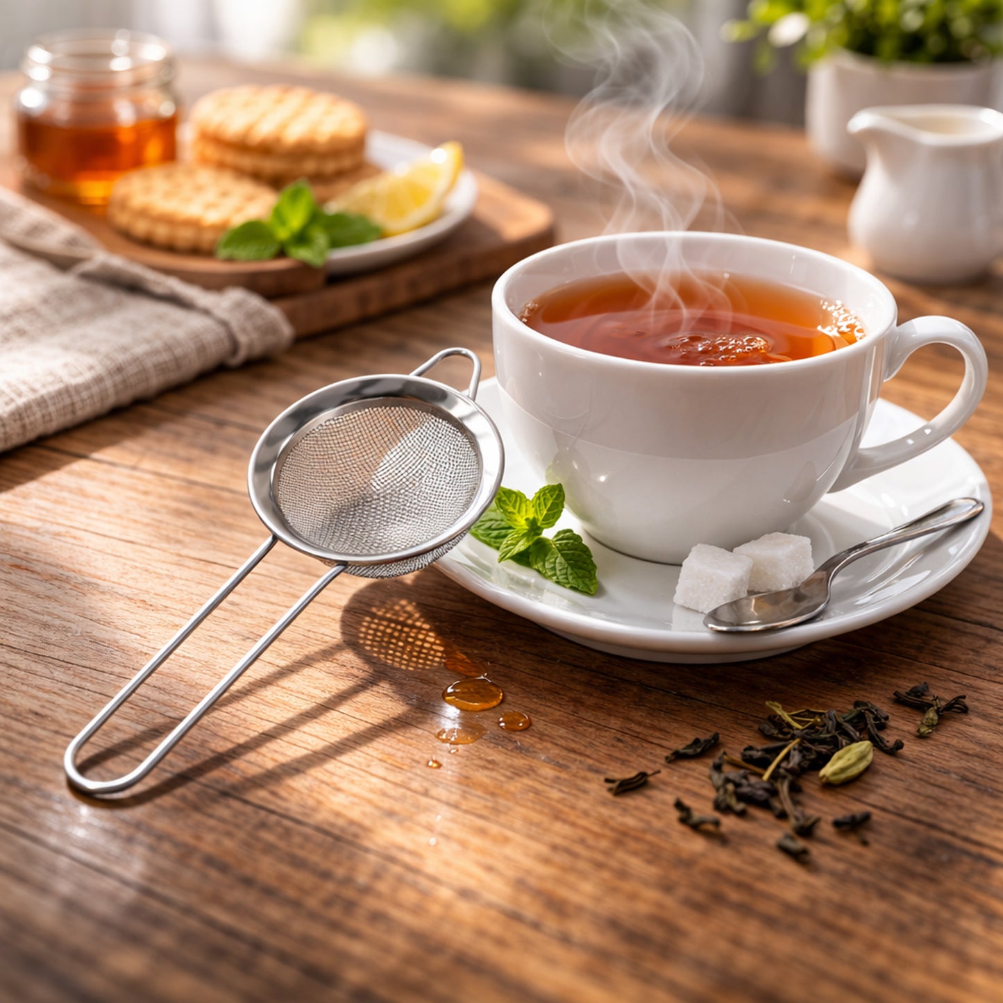 3 Piece Stainless Steel Tea Strainer Set with Long Handle - Happy Price - Image 6