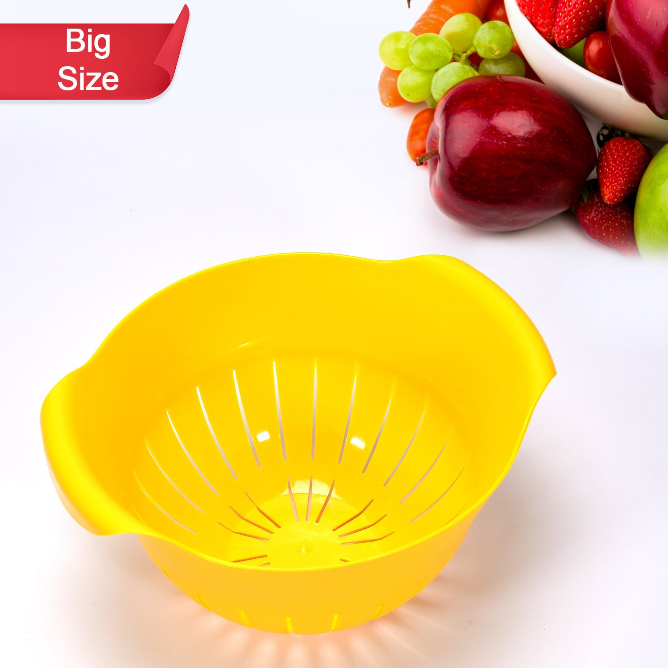 Plastic Washing Bowl with Strainer for Fruits, Vegetables & Pasta - Happy Price - Image 1