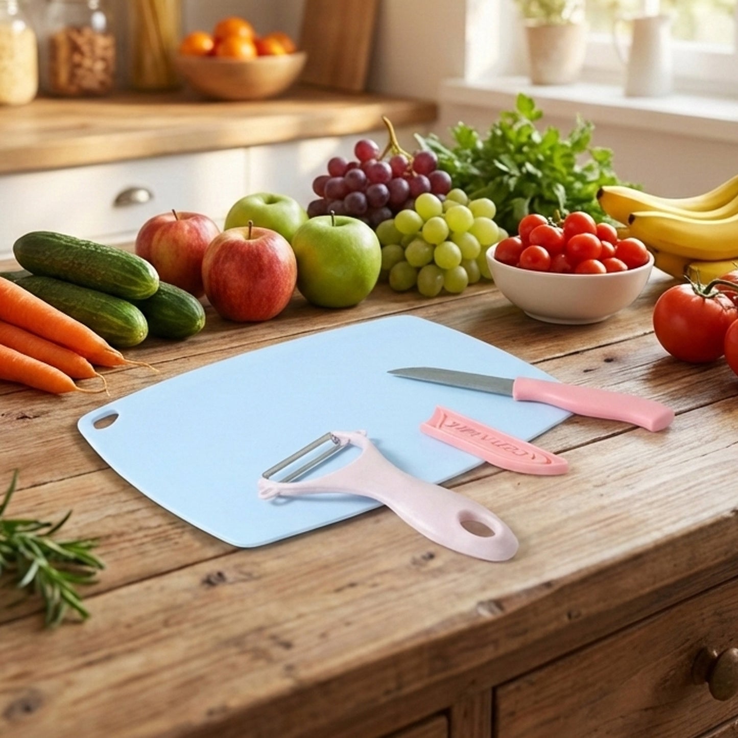 3-in-1 Kitchen Prep Set: Cutting Board, Knife & Peeler (1 Set) - Happy Price - Image 2